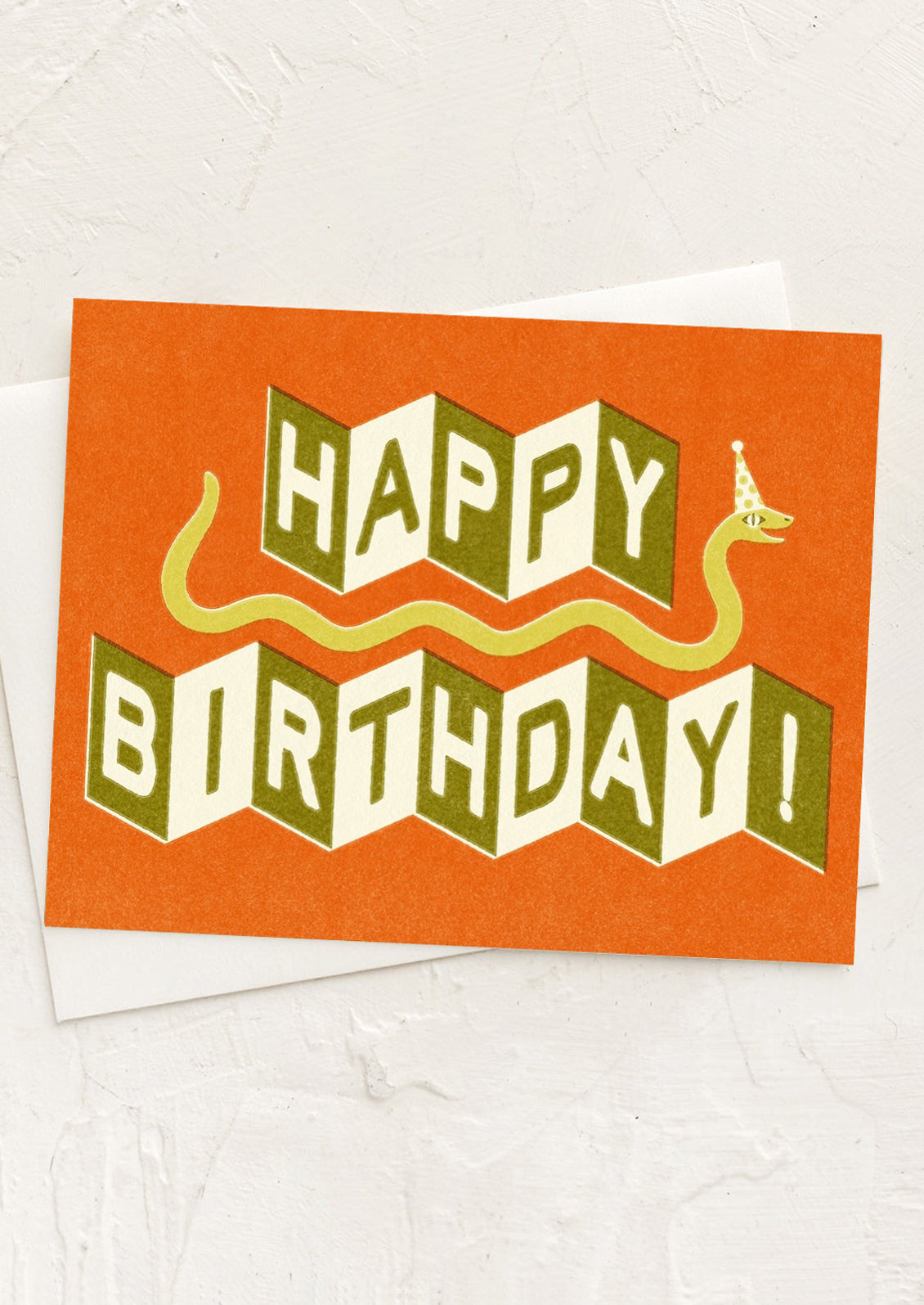 Birthday card with 'Happy Birthday!' text on an orange background