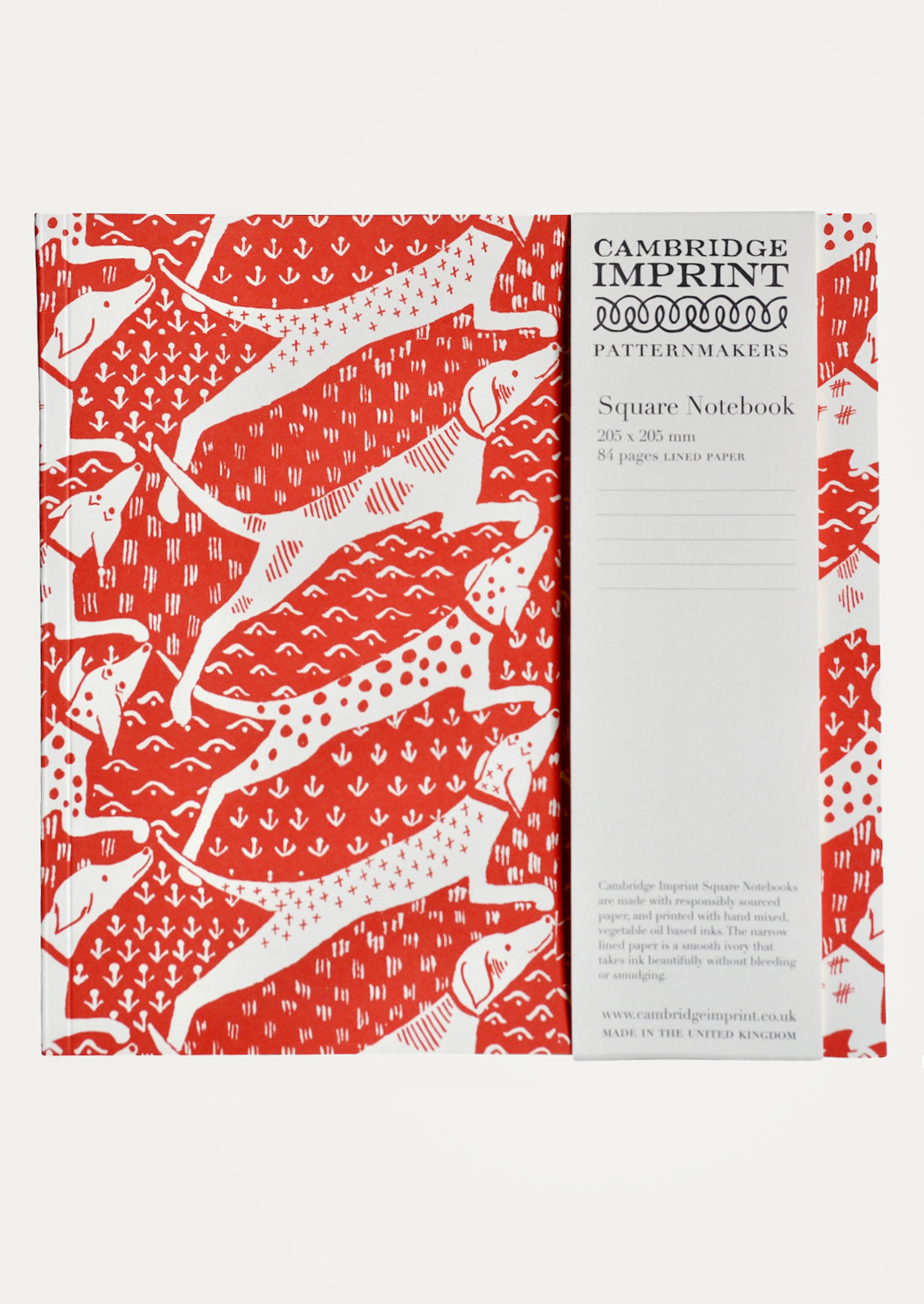 Cambridge Imprint patterned notebook with red and white design