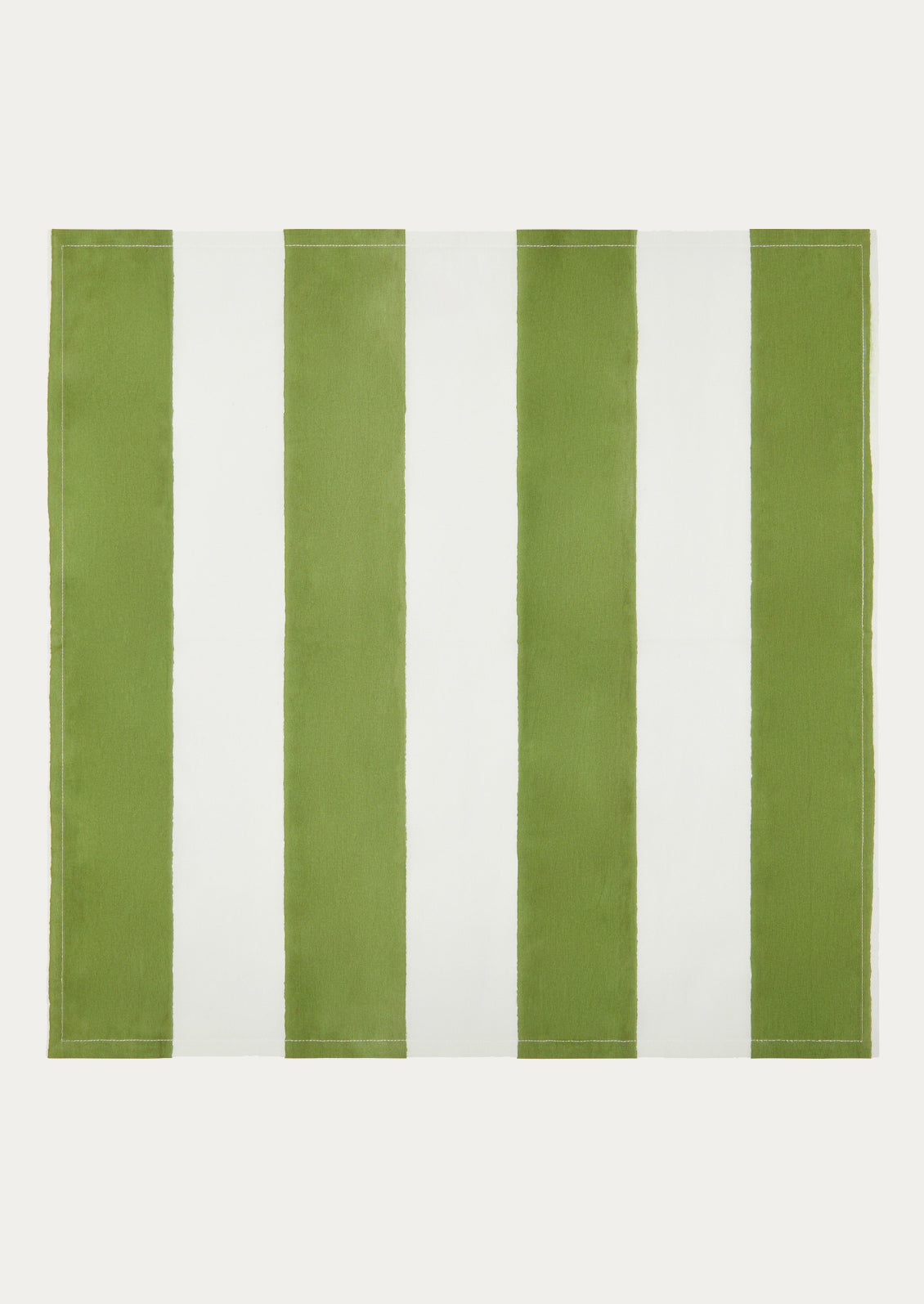 Green and white striped fabric on a white background