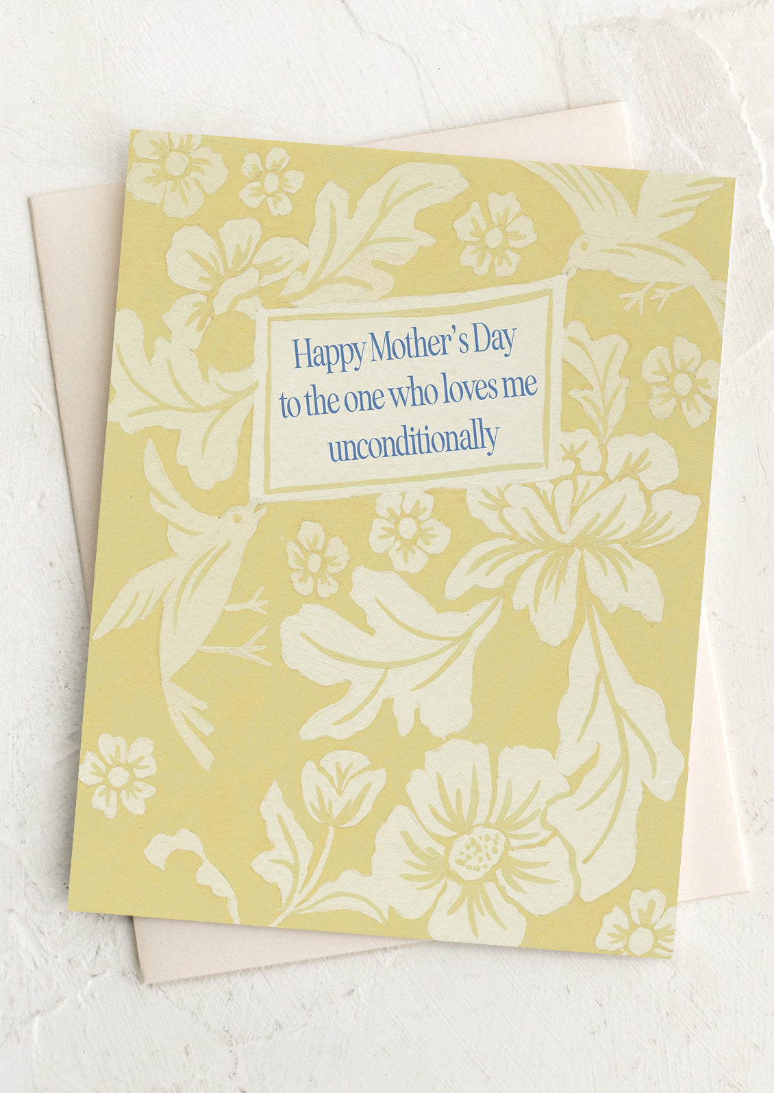 Greeting card with floral design and text on a white background
