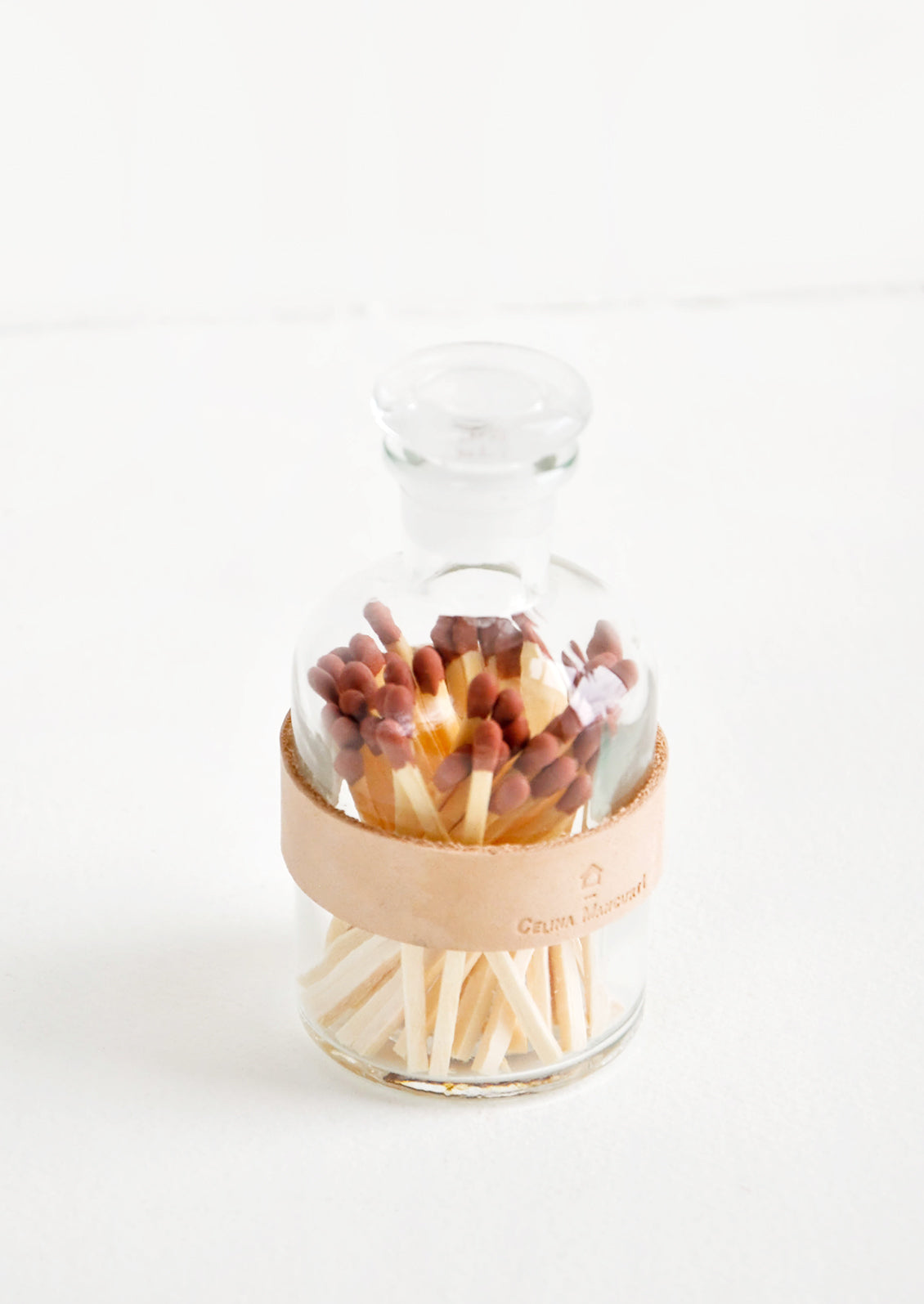 Leather Wrapped Match Jar in Fig - LEIF