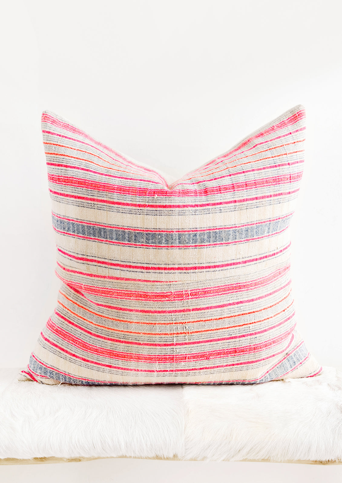 Hmong Hemp Pillow in Pink, Orange & Tan in - LEIF