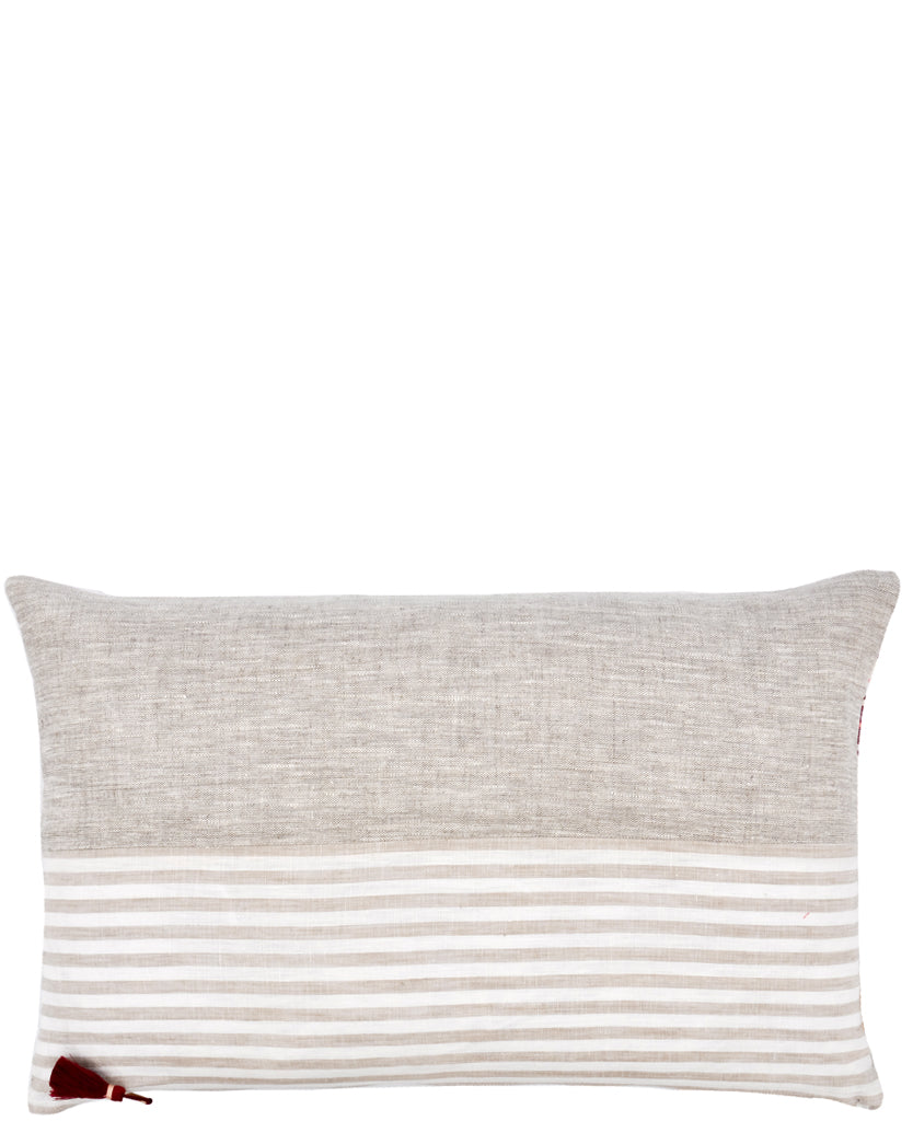 Back Of Linen & Cotton Pillow With Tan Stripes - LEIF