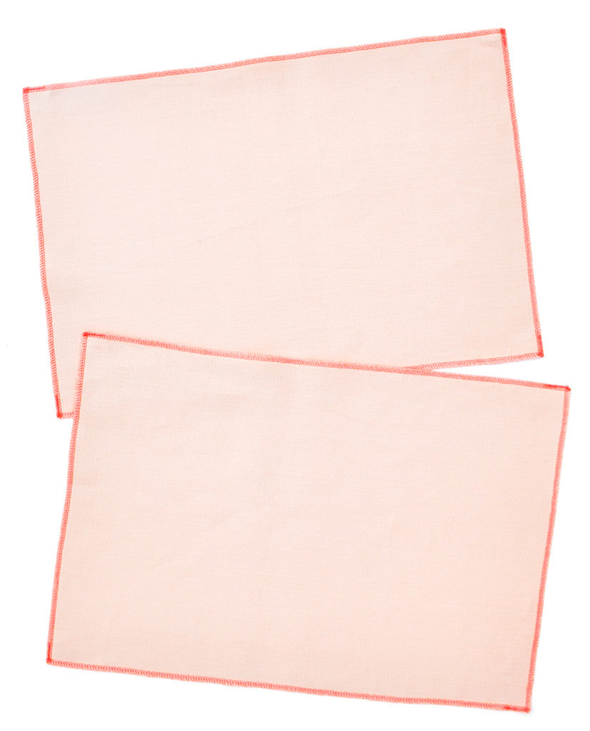 Palette Linen Placemat Set in Apricot / Fluoro Red - LEIF