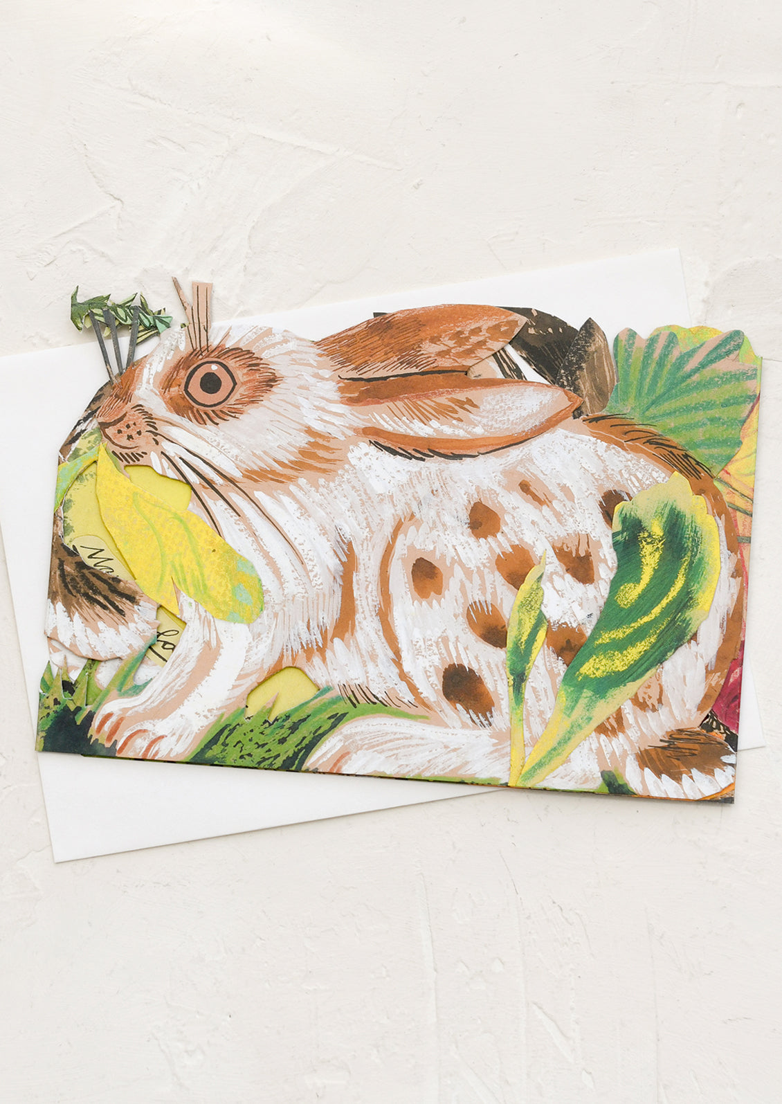 Card with a rabbit illustration on a white background