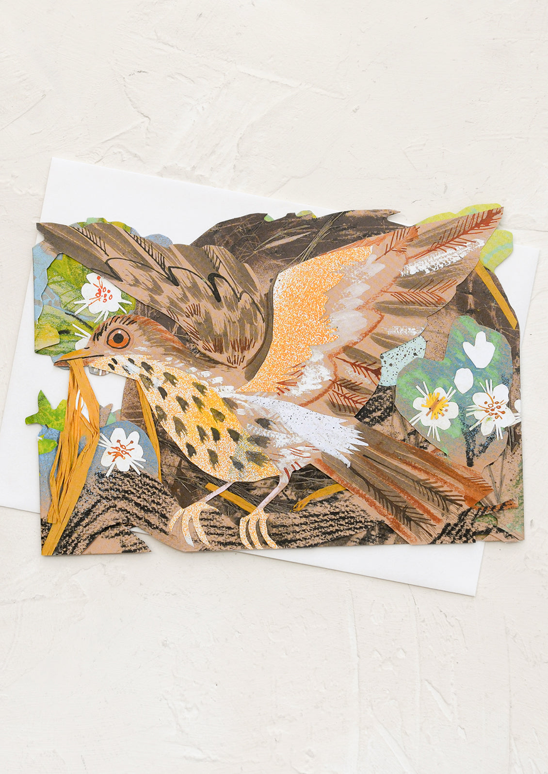Card with a detailed illustration of a bird on a white background