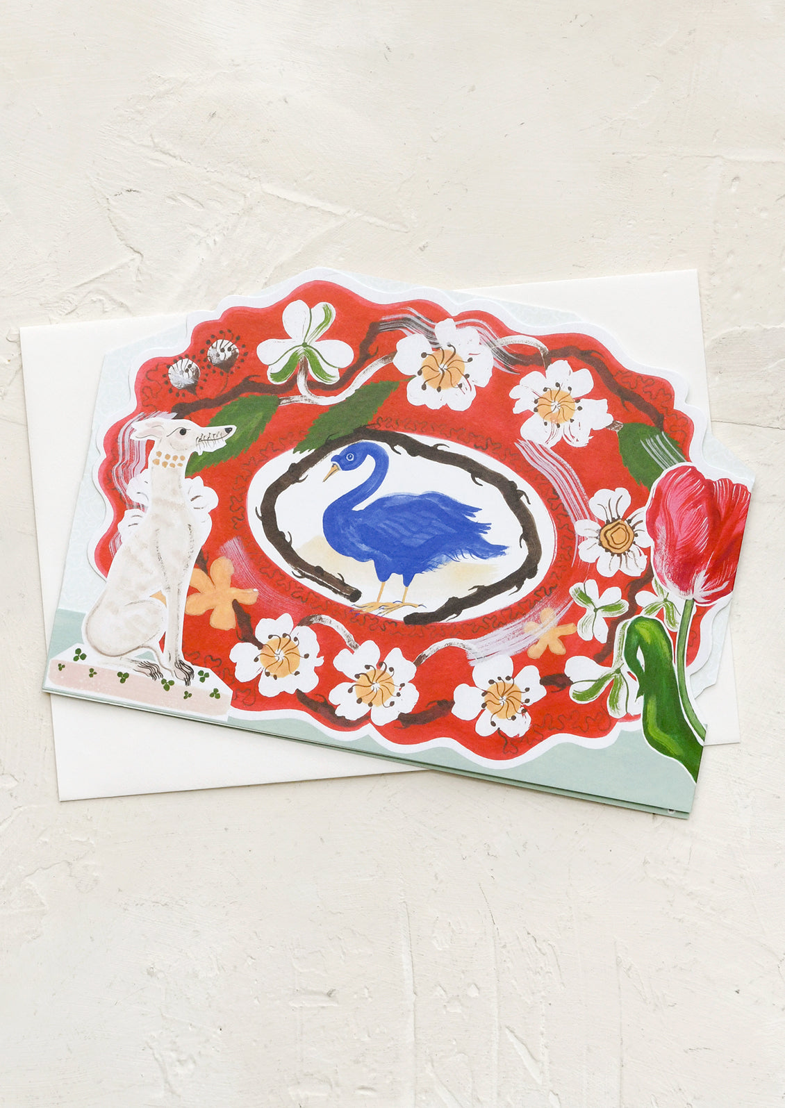 Greeting card with a swan design on a white background