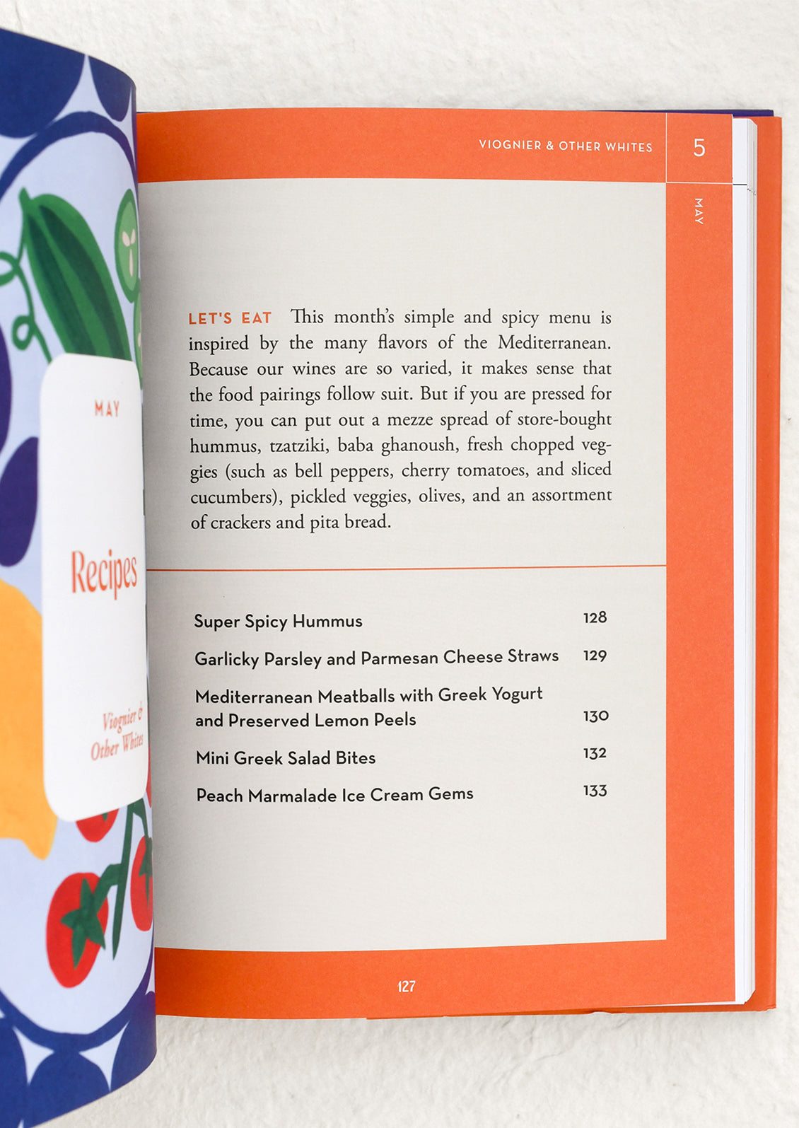 Open book page with food recipes.