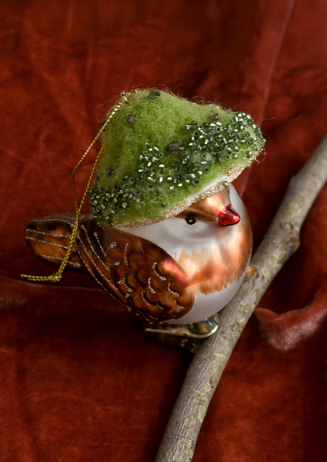 Bird in Toadstool Hat Ornament