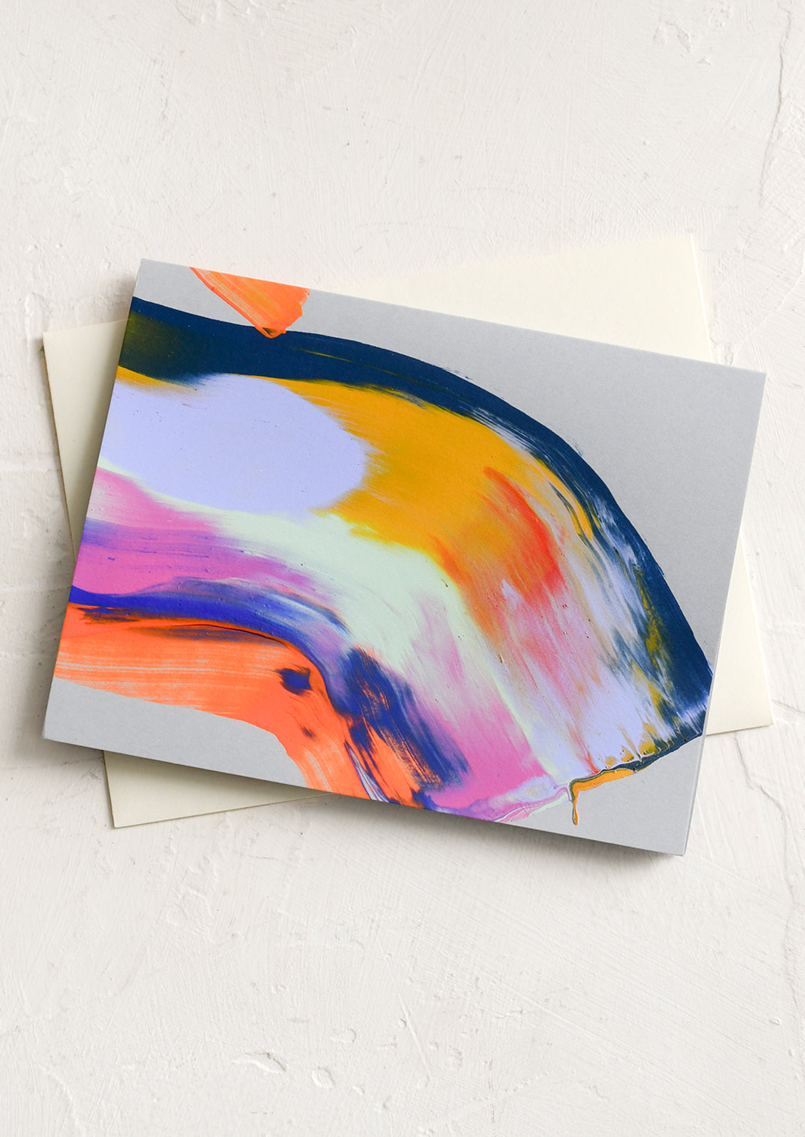 A set of grey greeting cards with brightly hand painted abstract pattern.