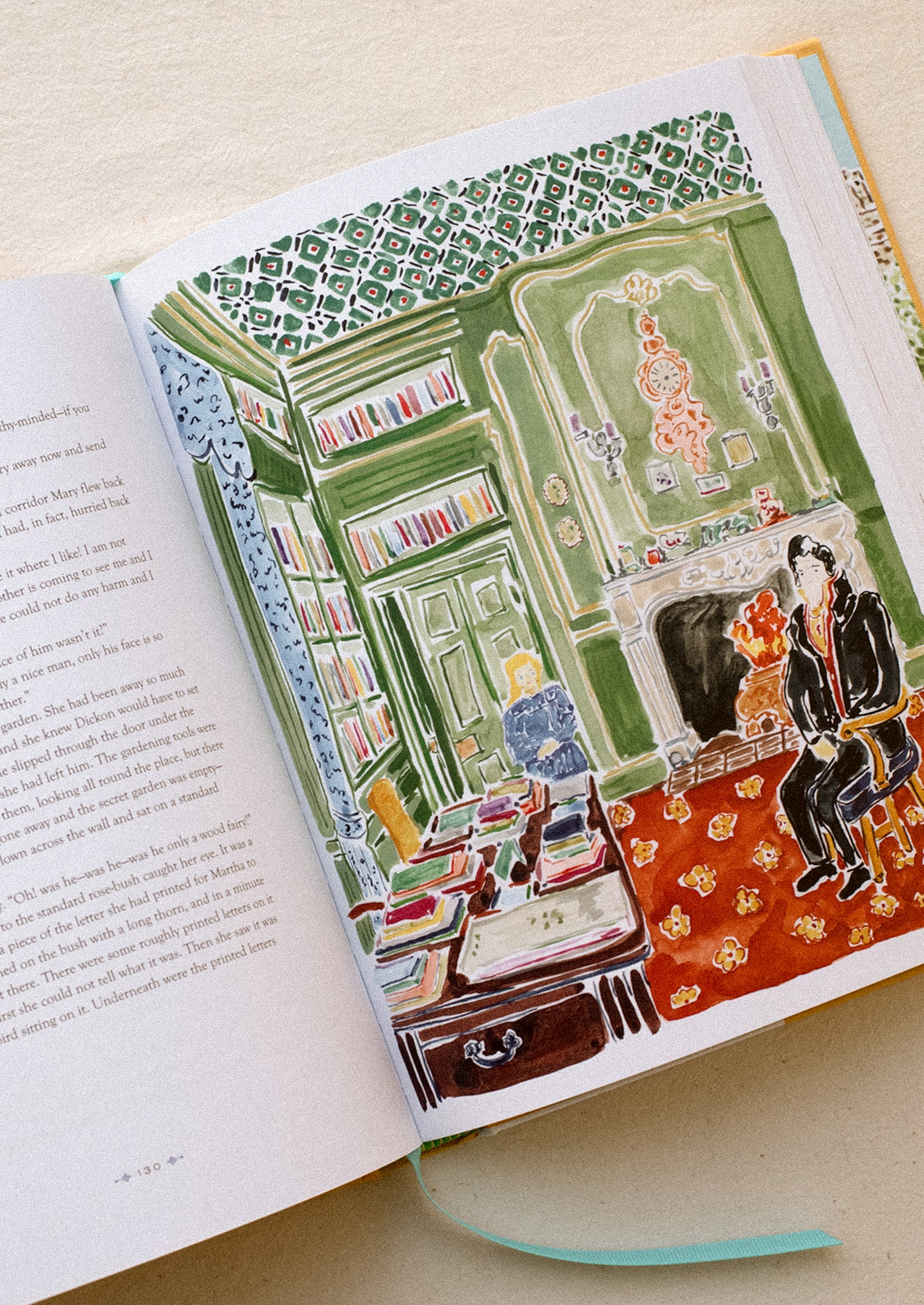 A hardcover book with yellow cover titled "The Secret Garden: An Illustrated Edition Of The Classic Novel".