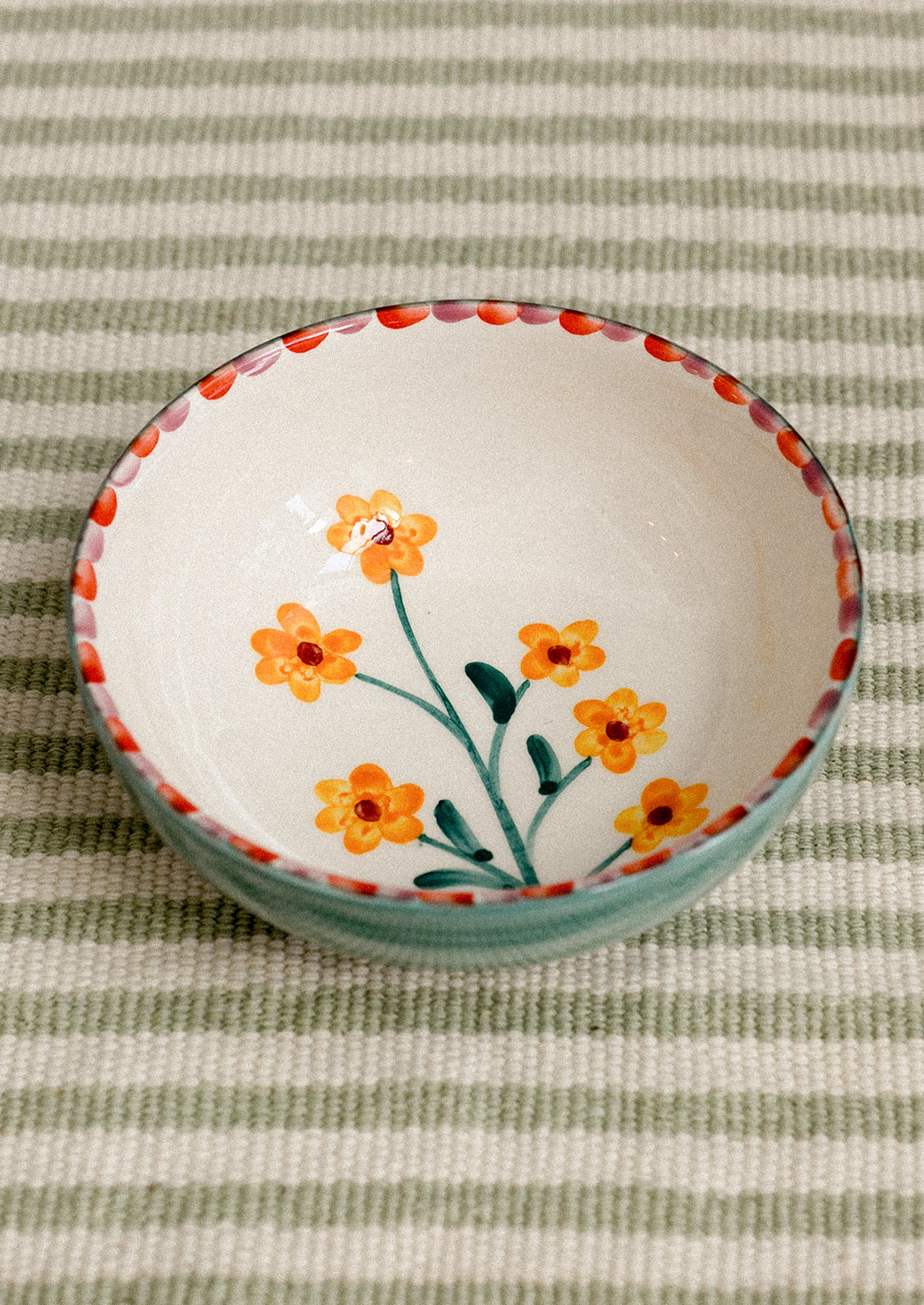 Ceramic bowl with floral design.