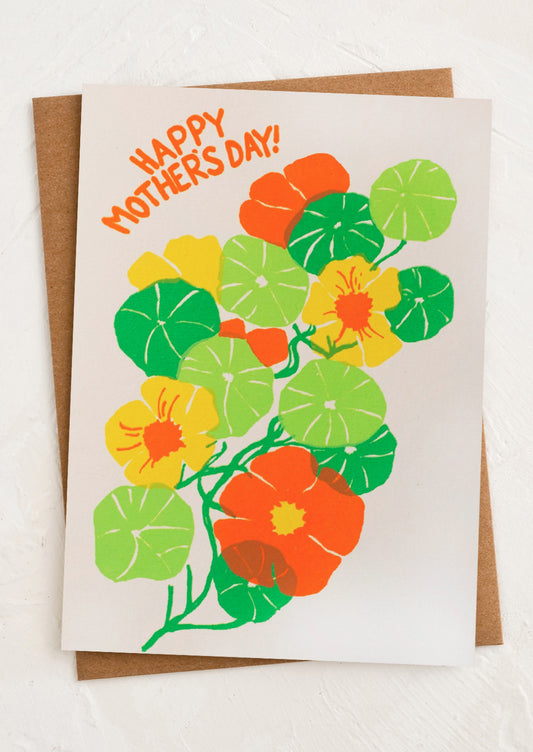 Greeting card with colorful flowers and 'Happy Mother's Day!' text on a white background