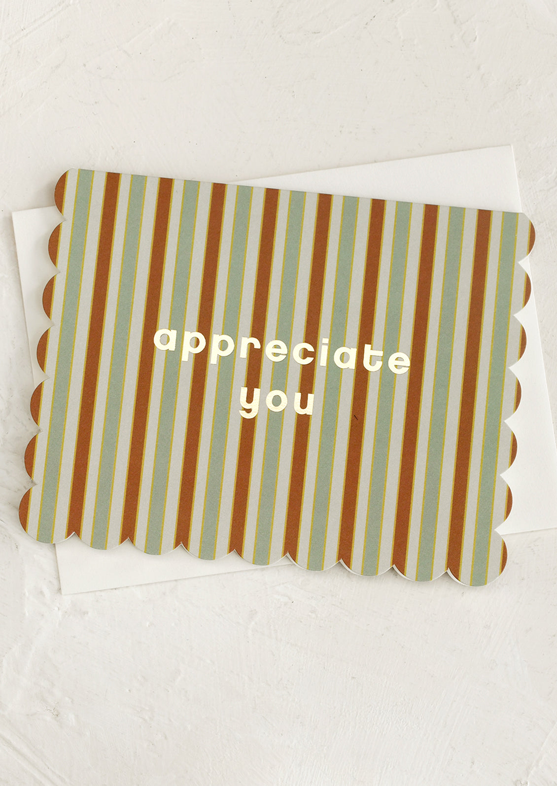 Striped card with 'appreciate you' text on a white background