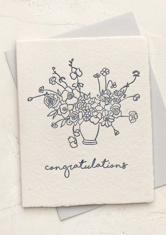 A bouquet print card, text reads "Congratulations".