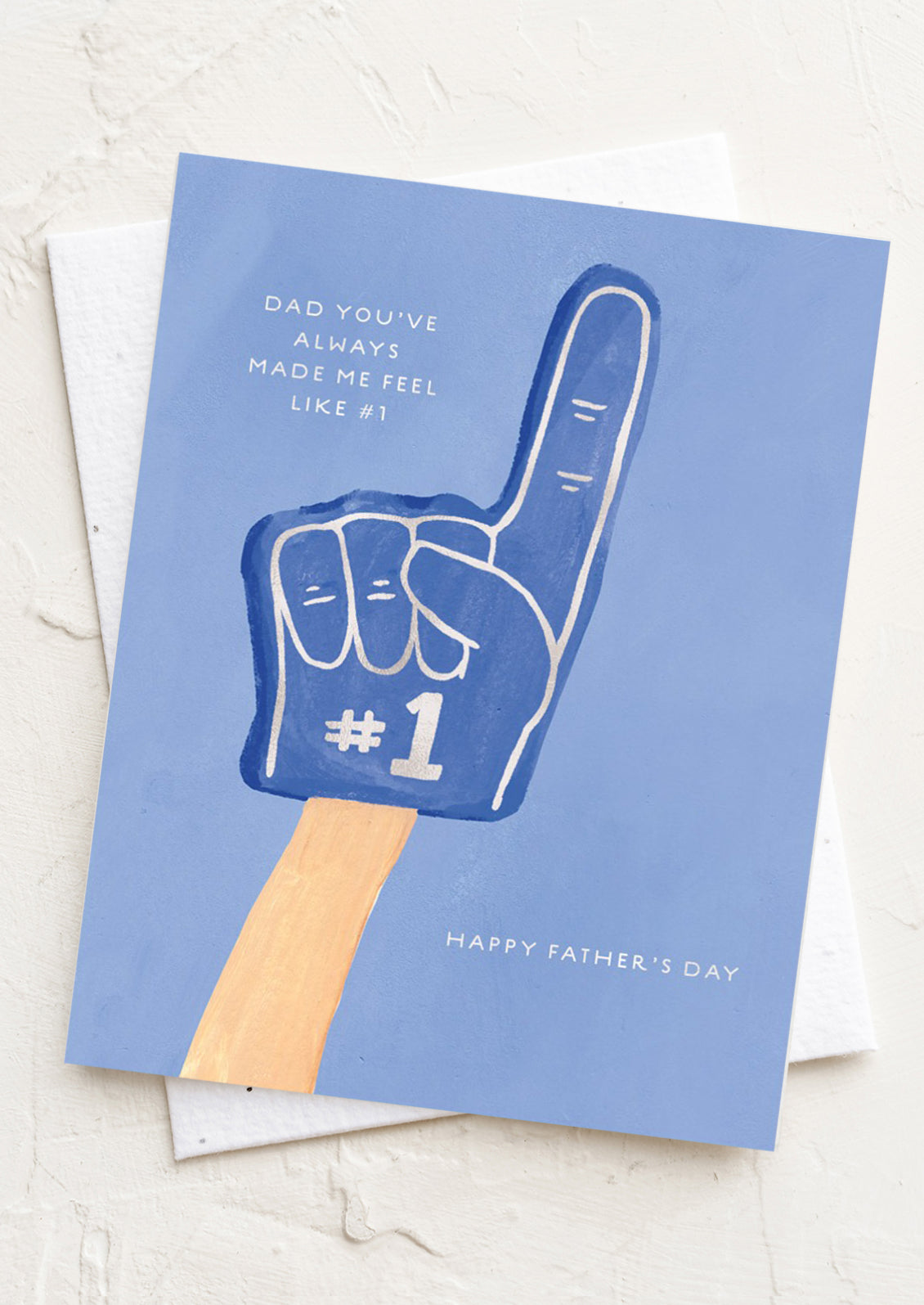 Father's Day card with foam finger design on a light background