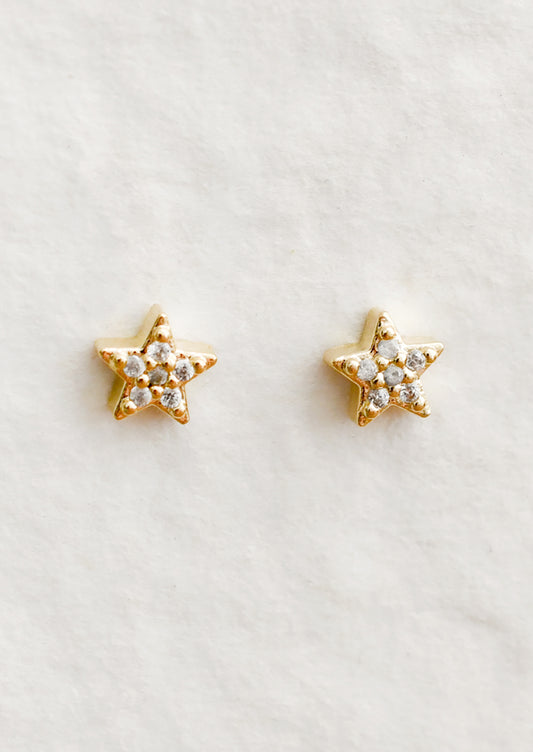 A pair of small star shaped stud earrings with allover crystal detailing.