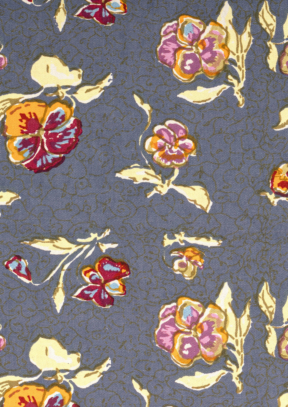 Floral pattern with colorful flowers on a dark blue background