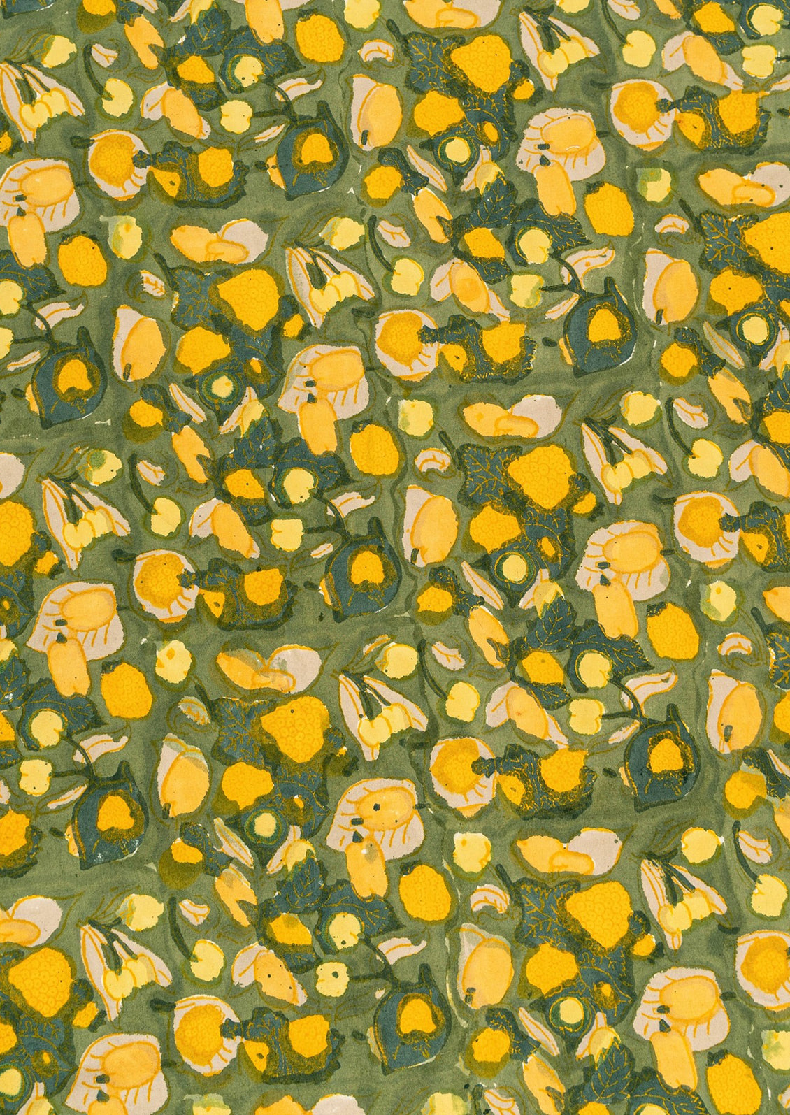 Patterned fabric with yellow and green design