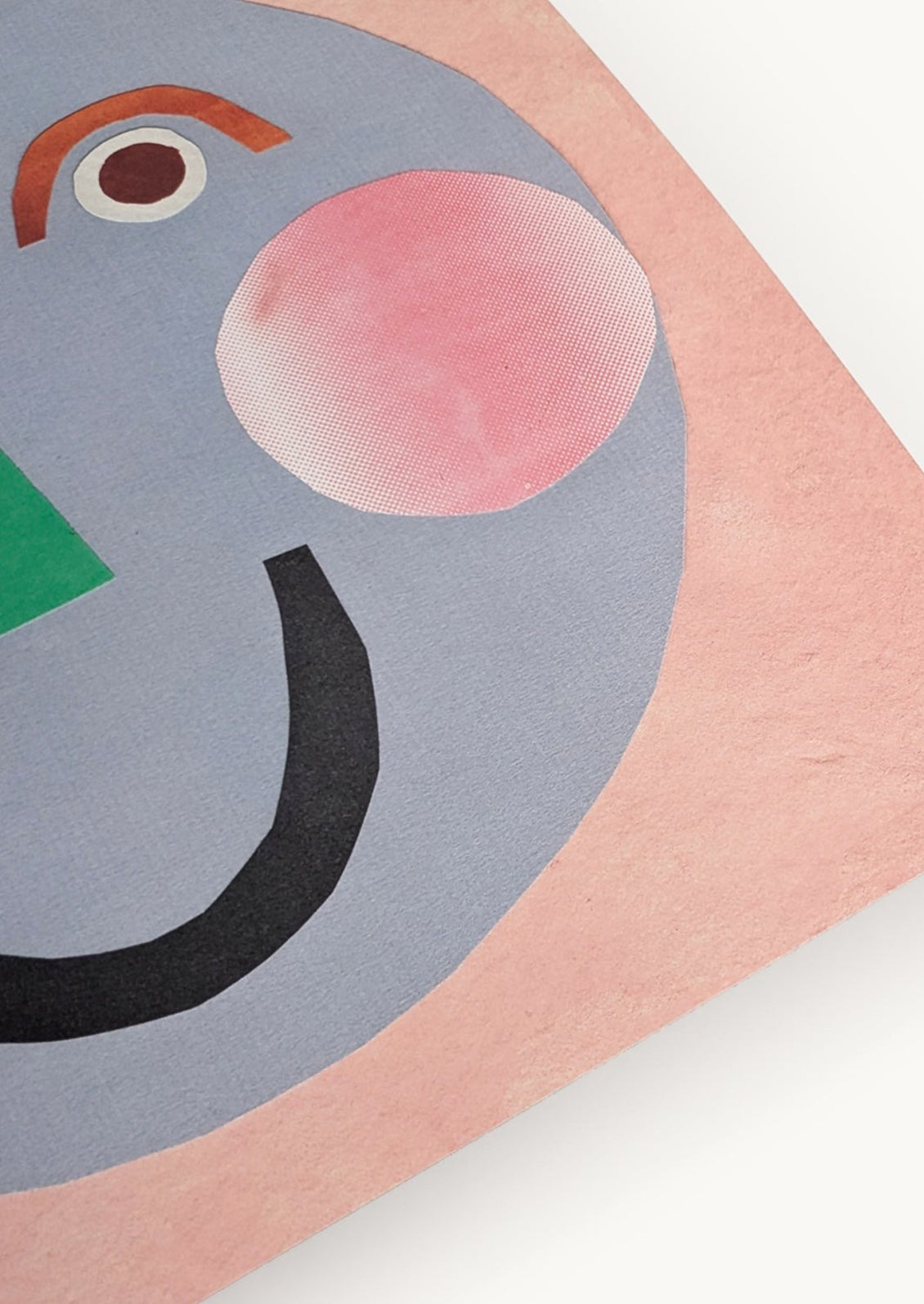 Abstract art piece with colorful shapes on a white background