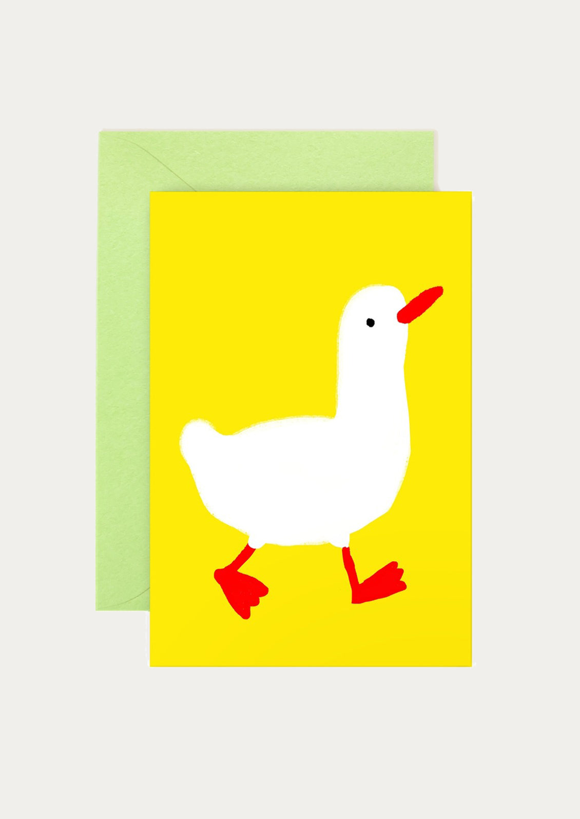 Greeting card with a duck illustration on a yellow background