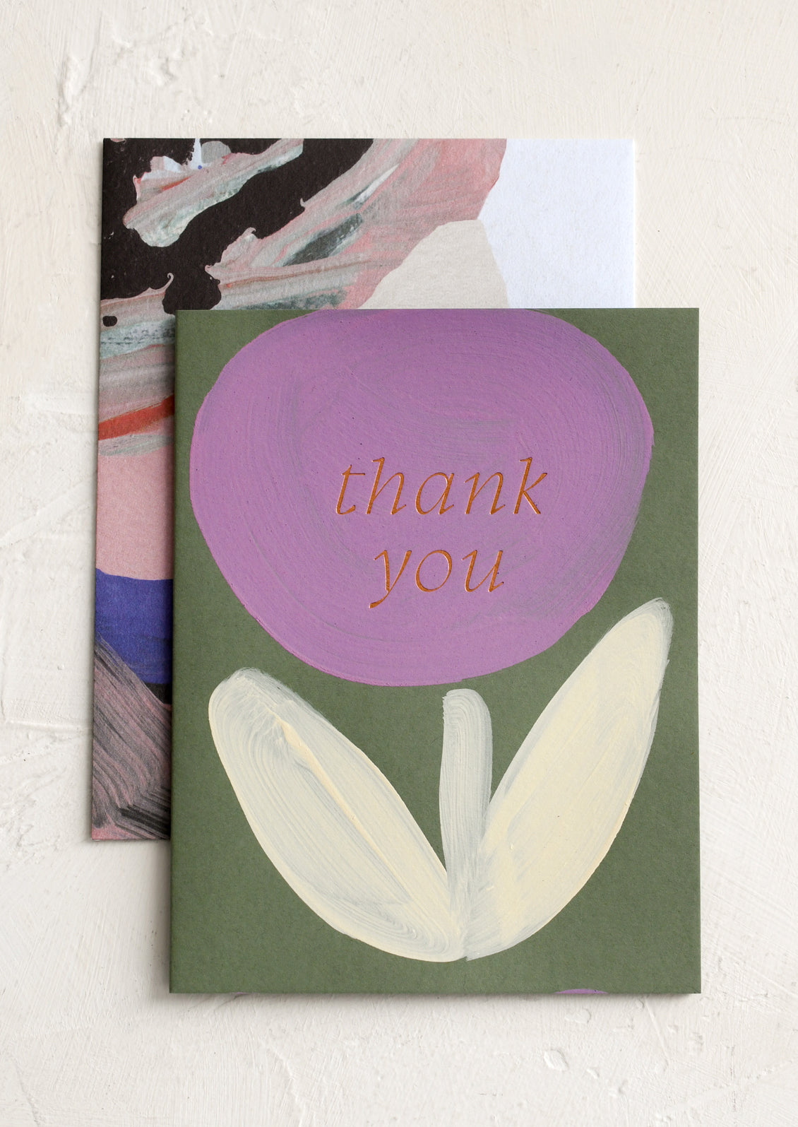 A set of thank you cards with hand painted modern flower.