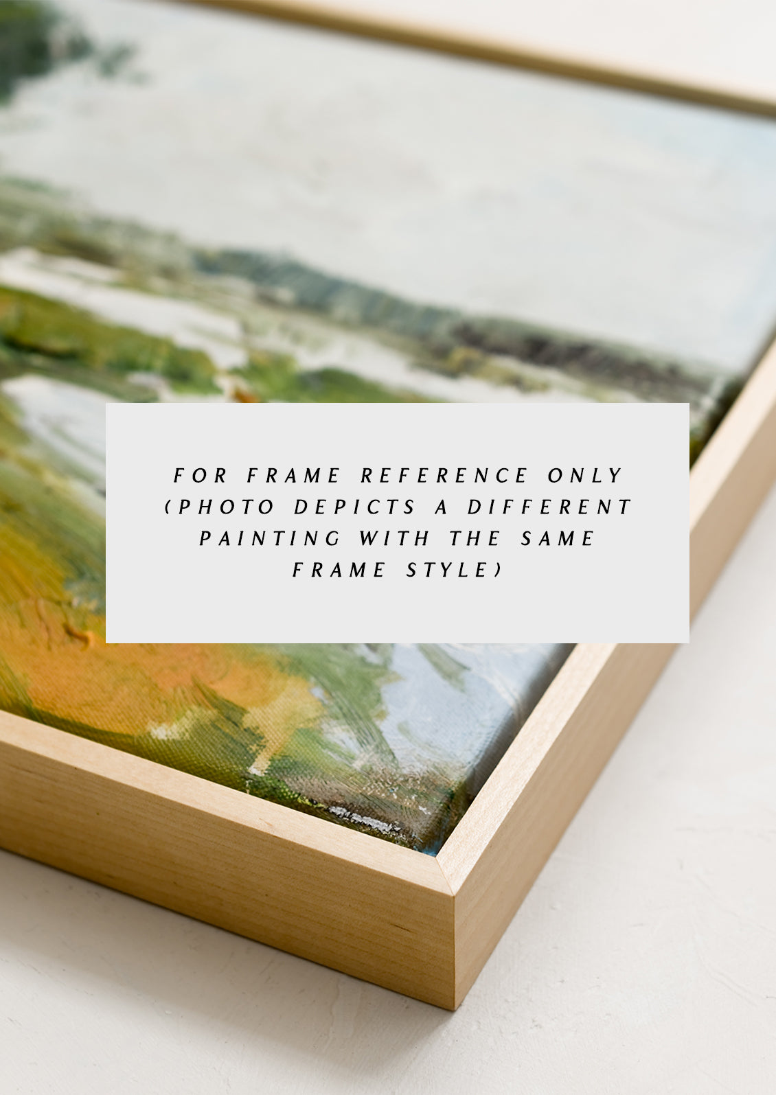 A framed original painting of colorful meadow/vista.