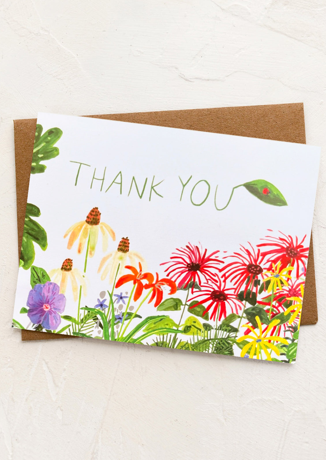 Greeting card with floral design and 'Thank You' text on a white background