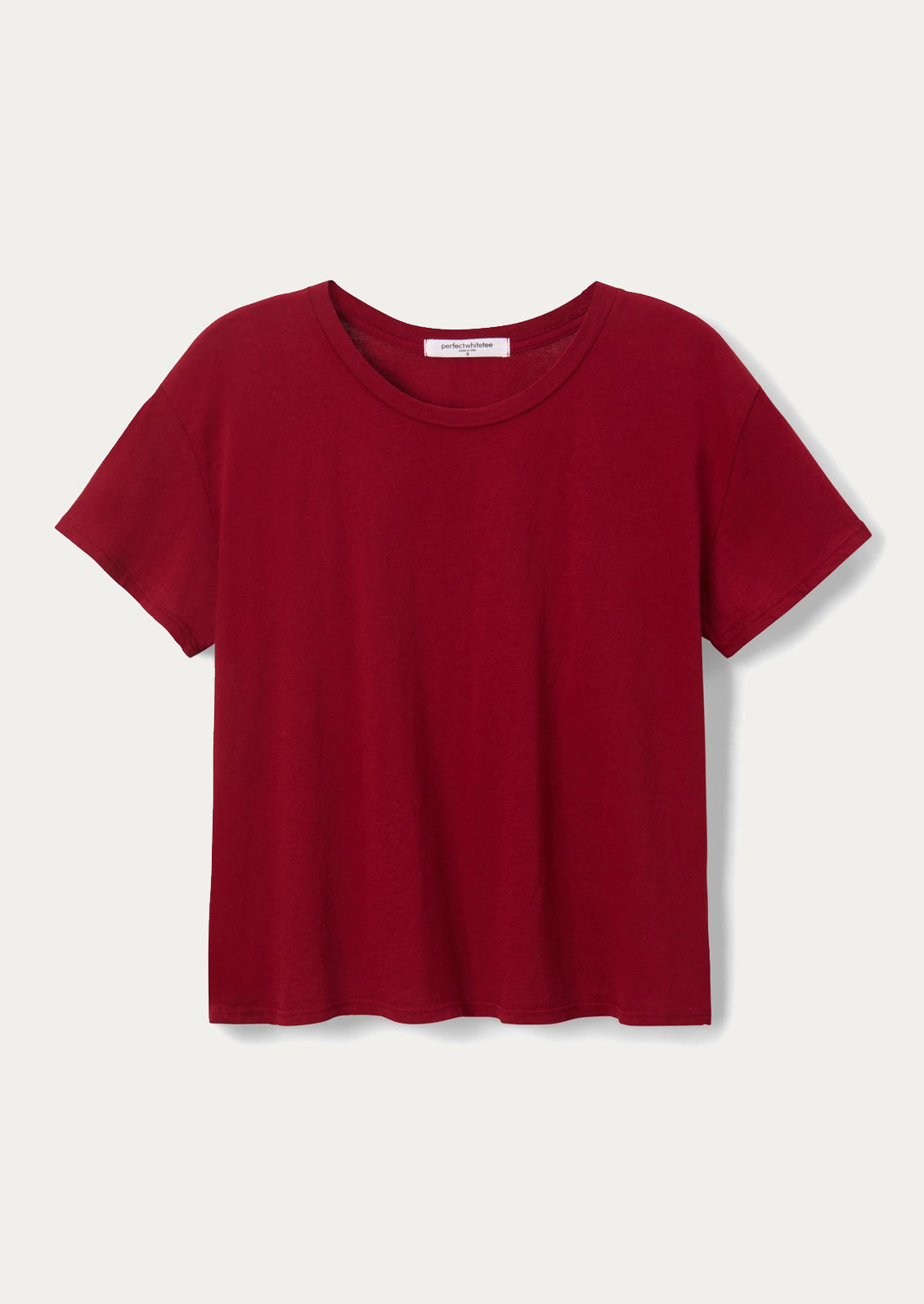 A short sleeve t-shirt in rich red color.