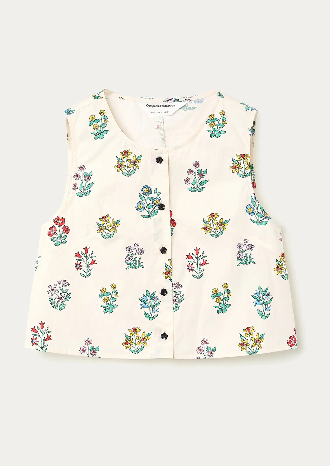 Floral patterned vest on a white background
