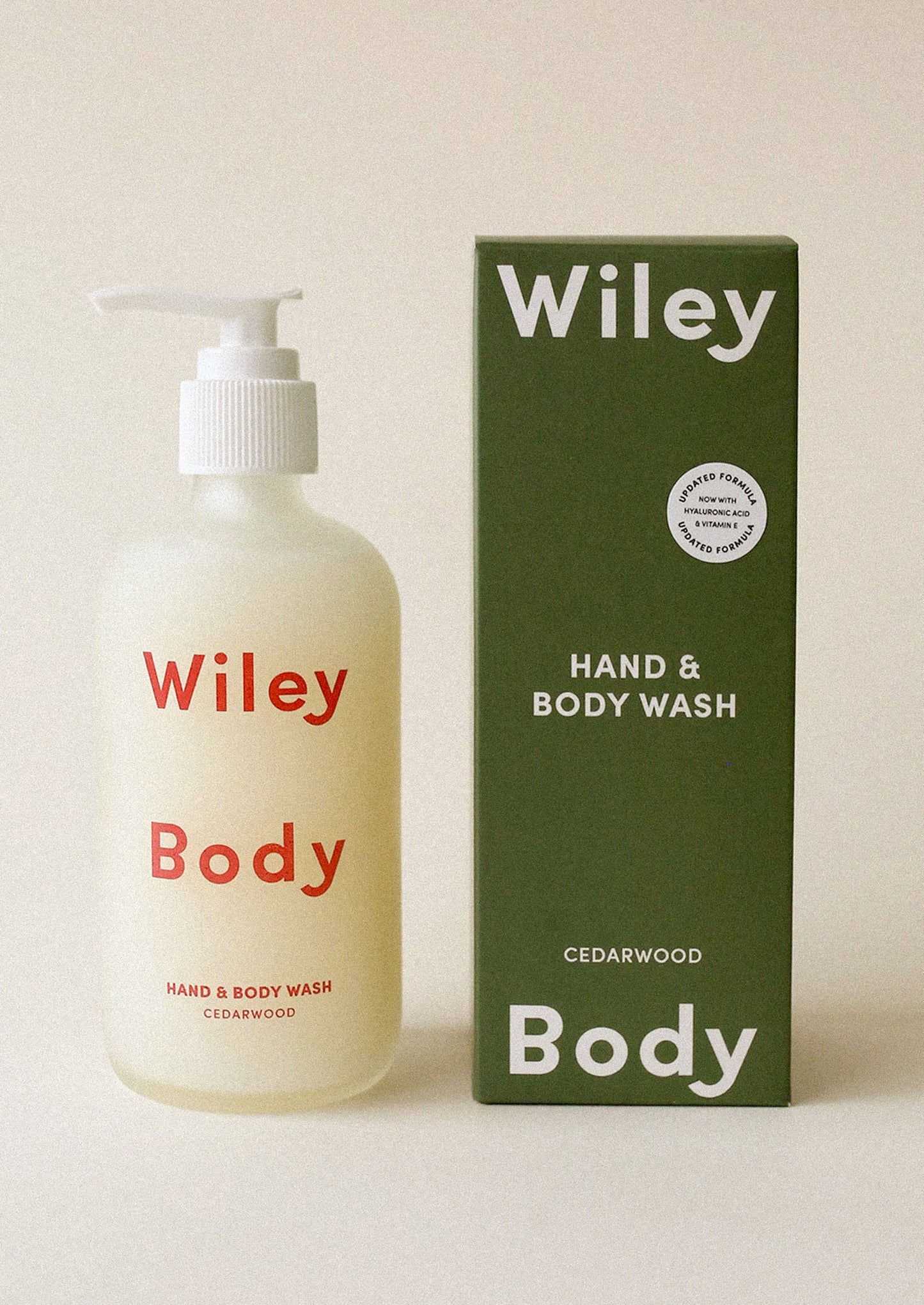 Wiley Hand & Body Wash bottle and packaging on a light background