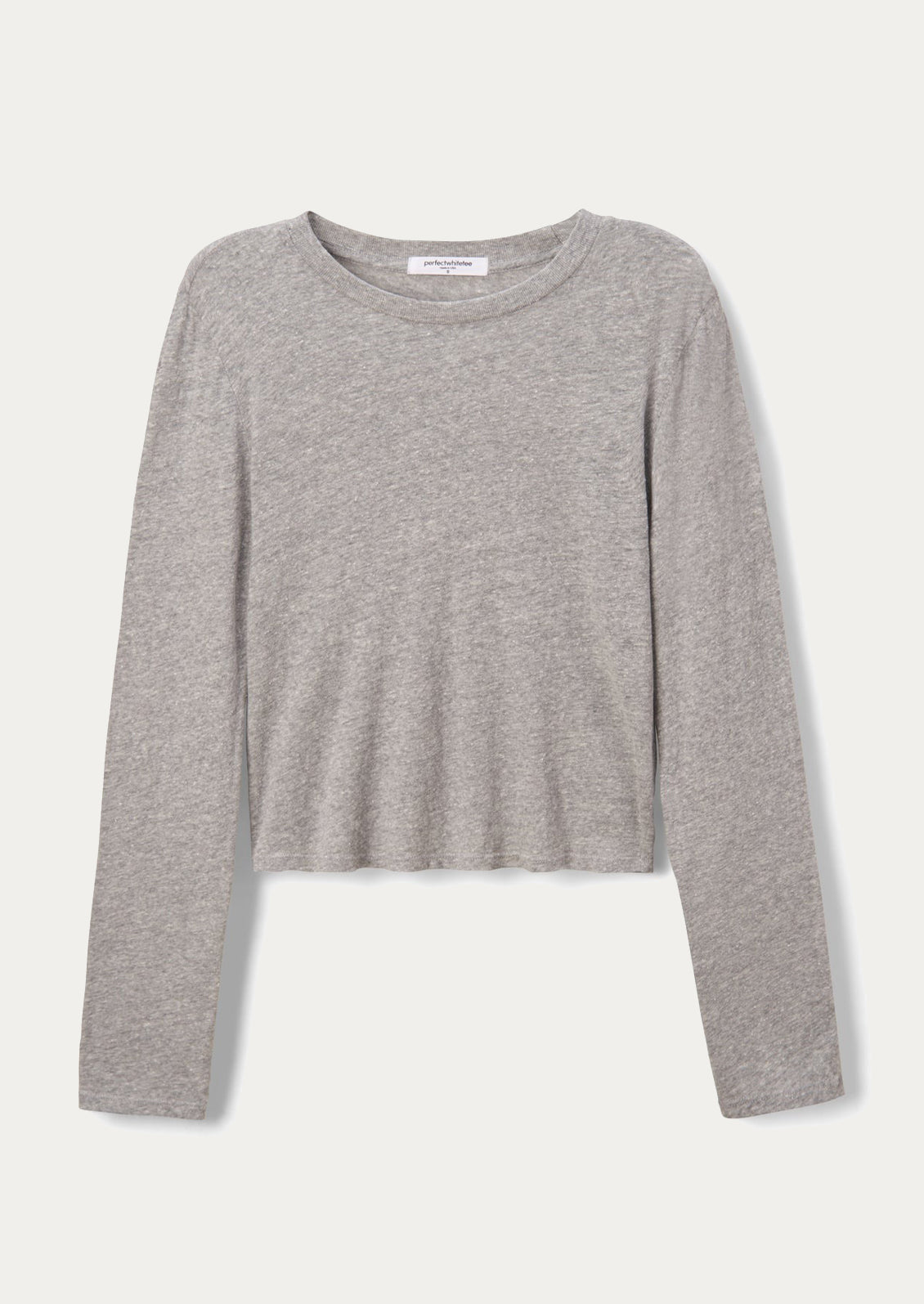 A long sleeve heathered grey tshirt.