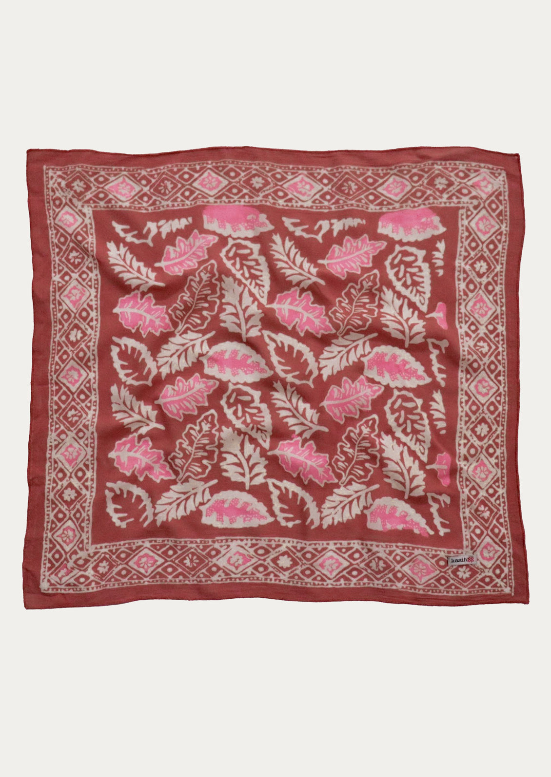 Red and pink floral patterned scarf.
