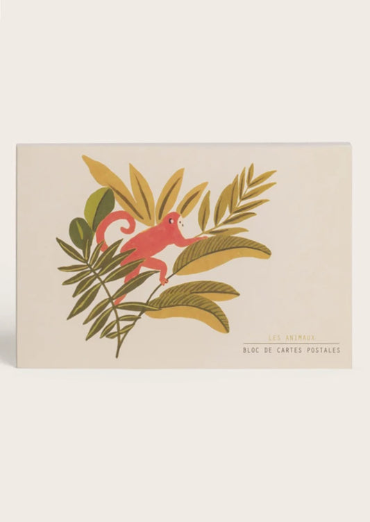 A set of animal print postcards.