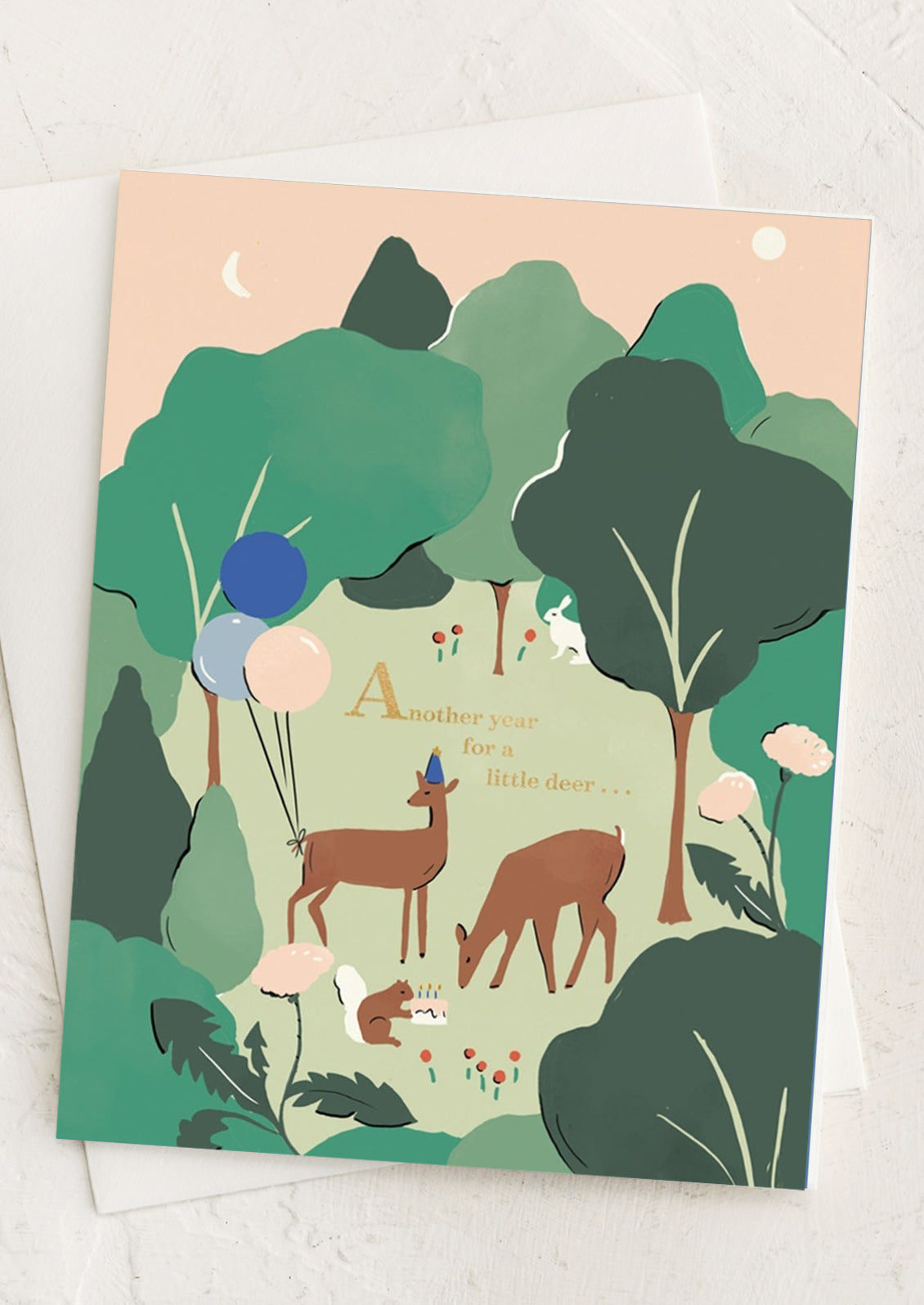 A birthday card reading another year for a little deer.