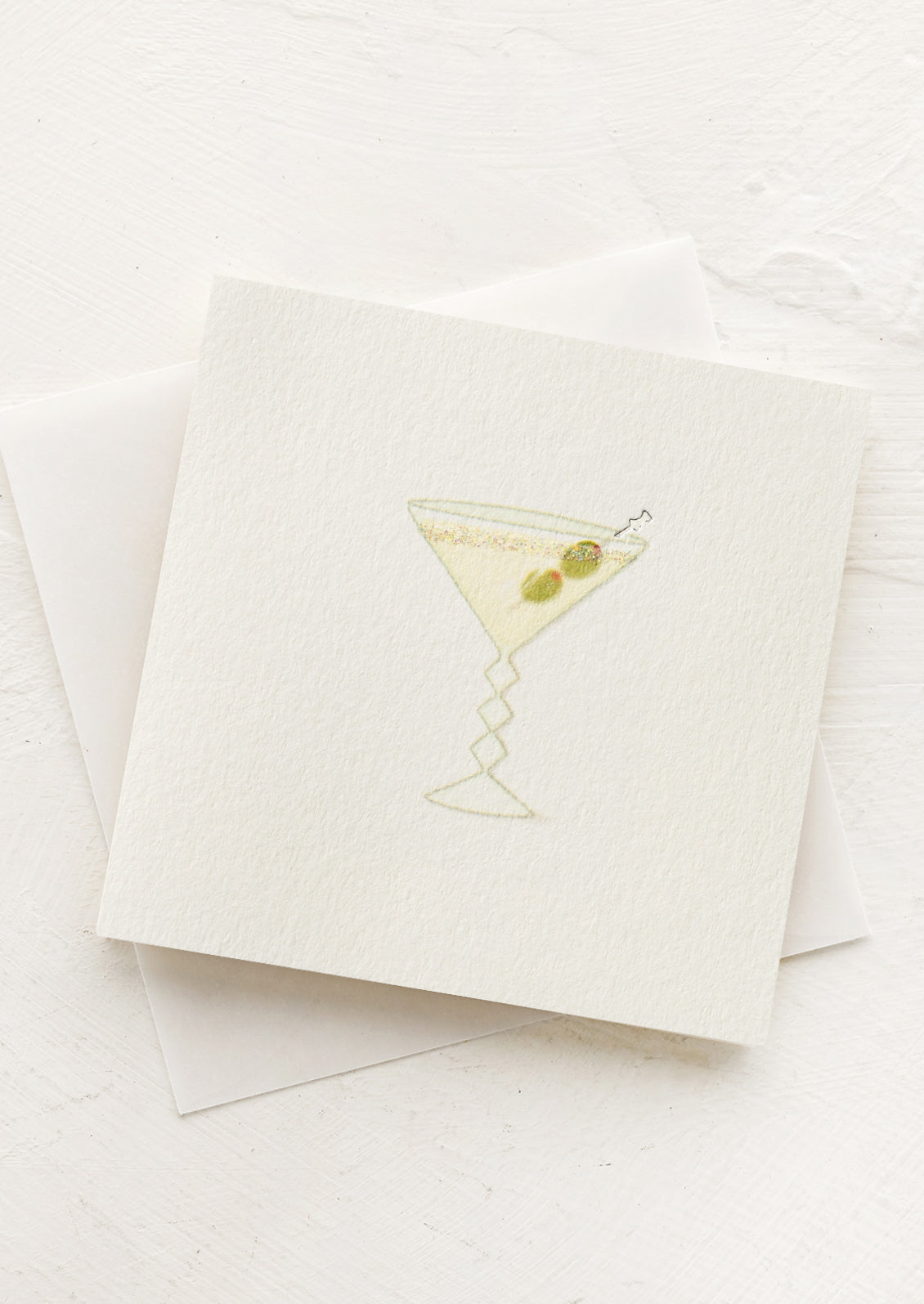 A small gift enclosure card with dirty martini design.