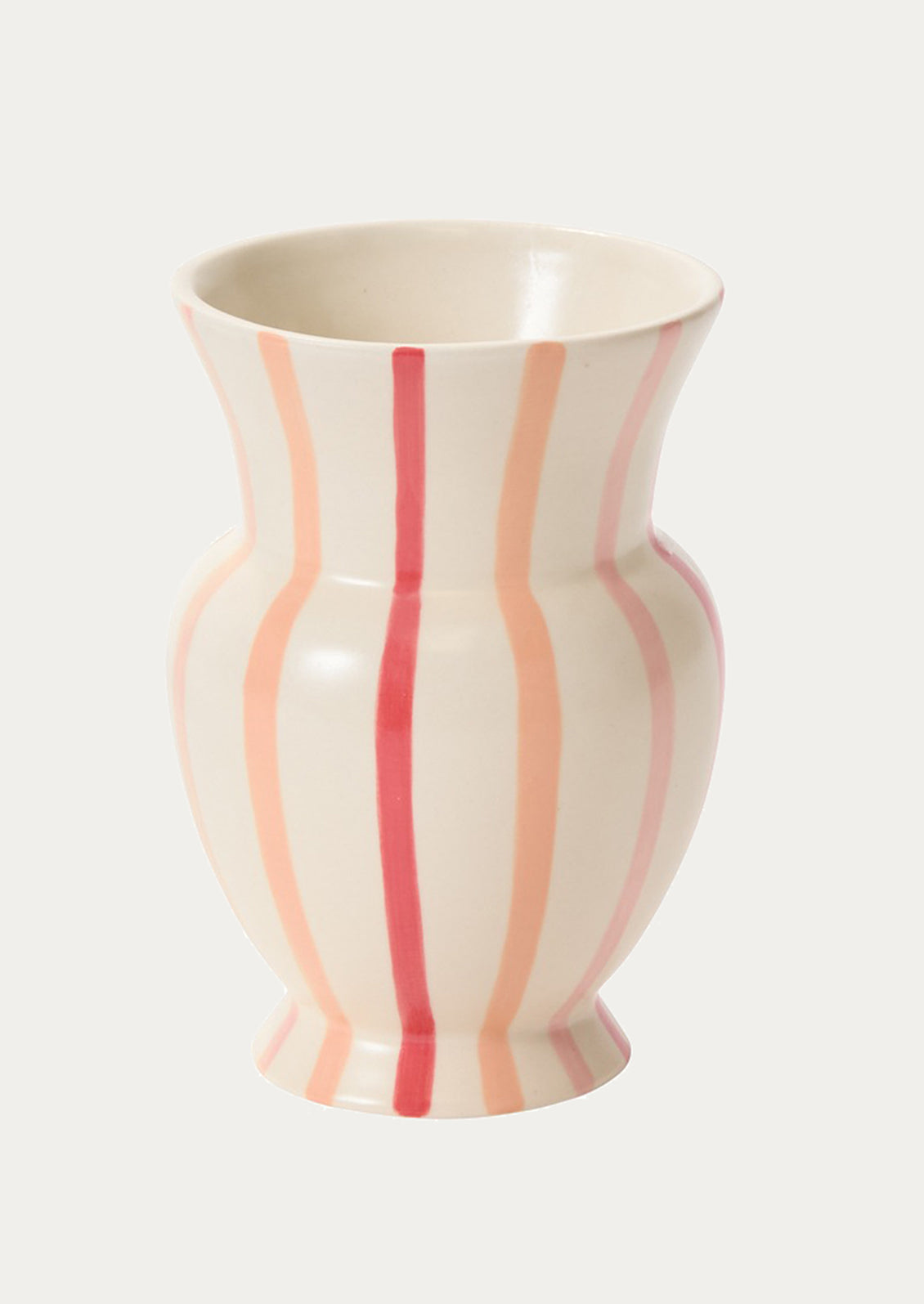 Vase with wavy design and pink stripes on a white background