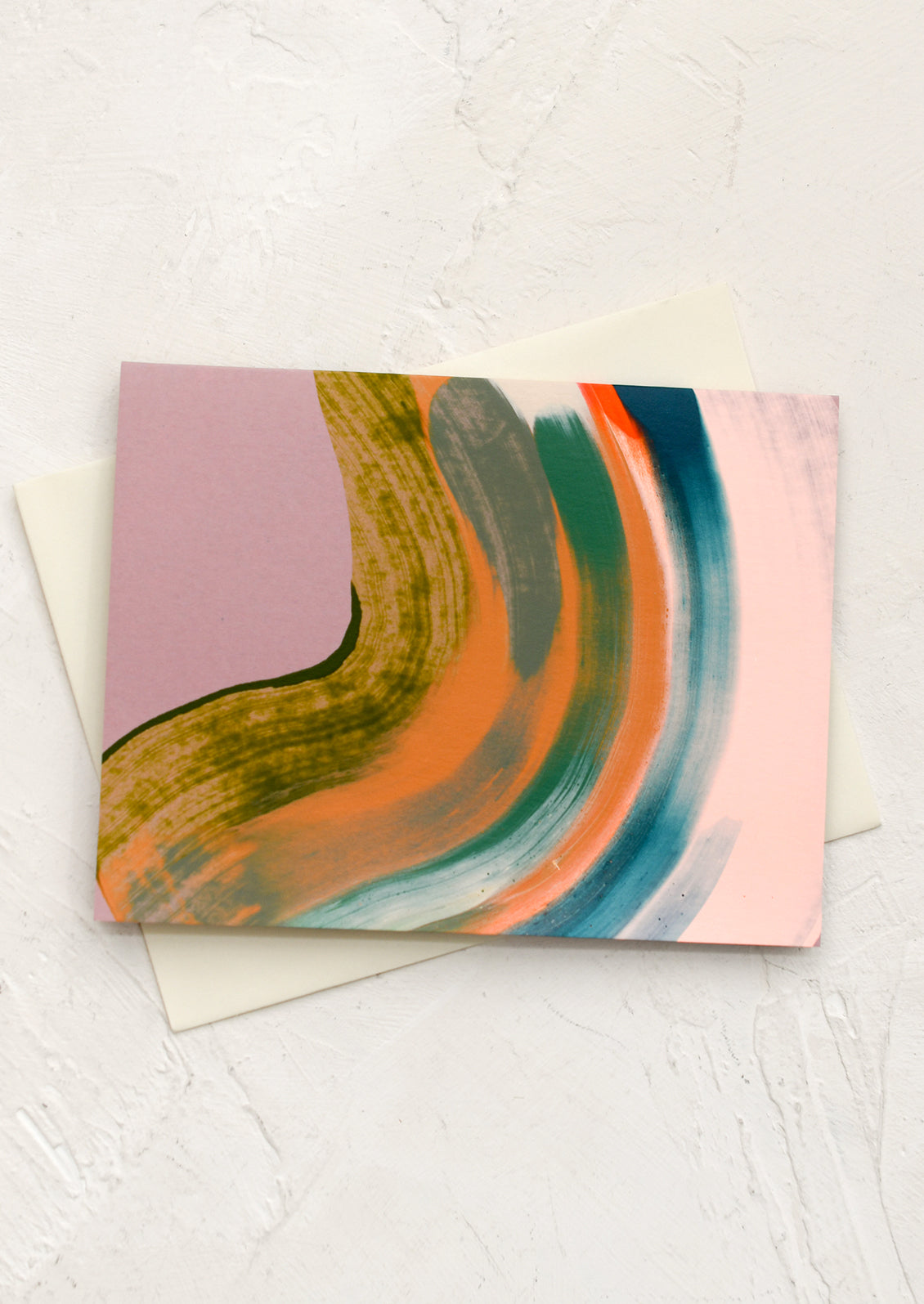 A set of abstract painted cards in mauve color.
