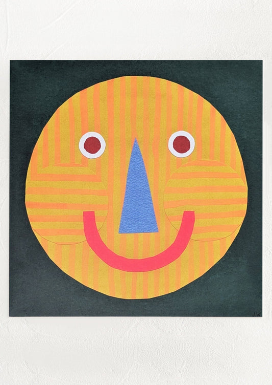 Colorful smiley face design on a black background