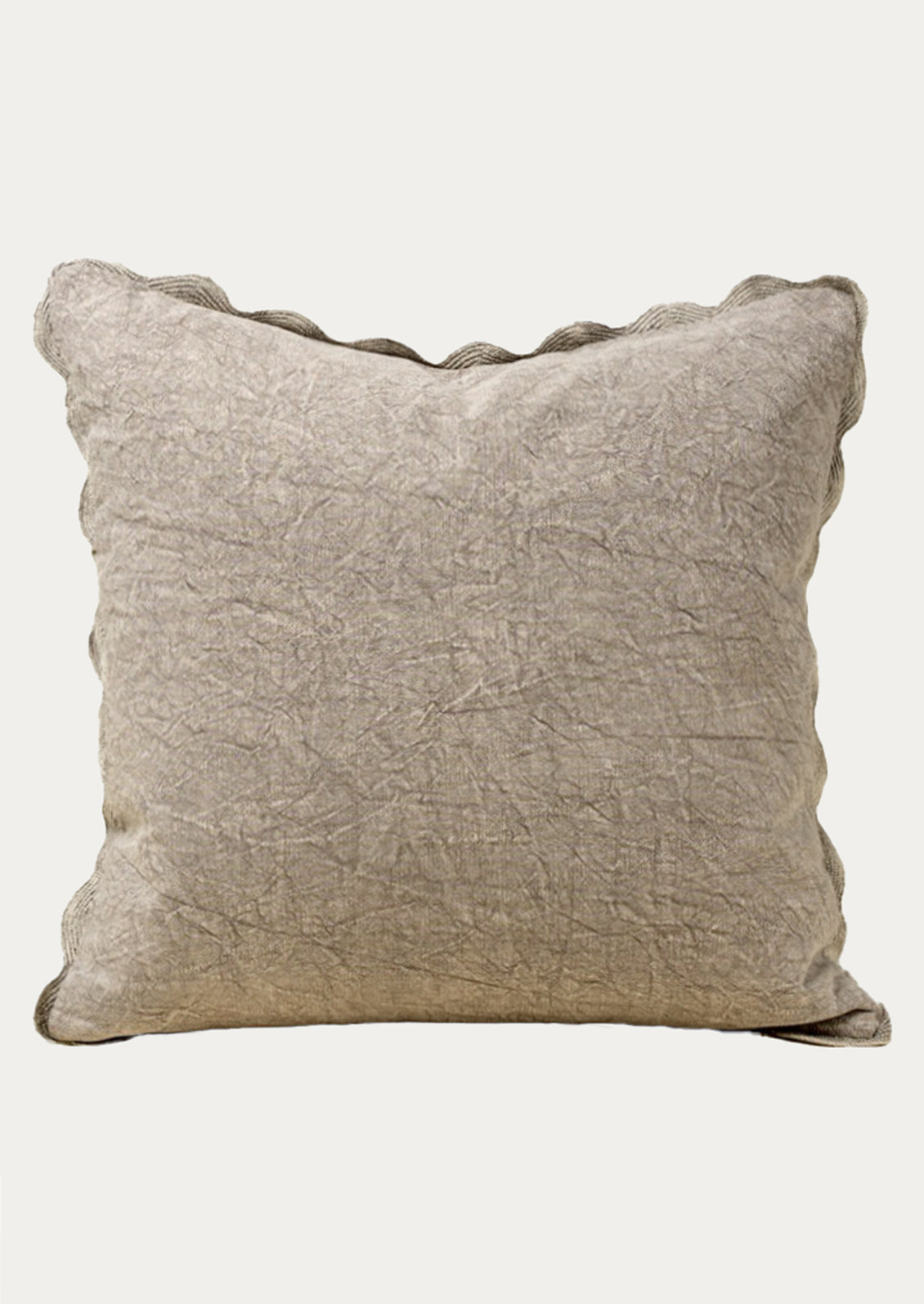 Textured grey pillow on a white background