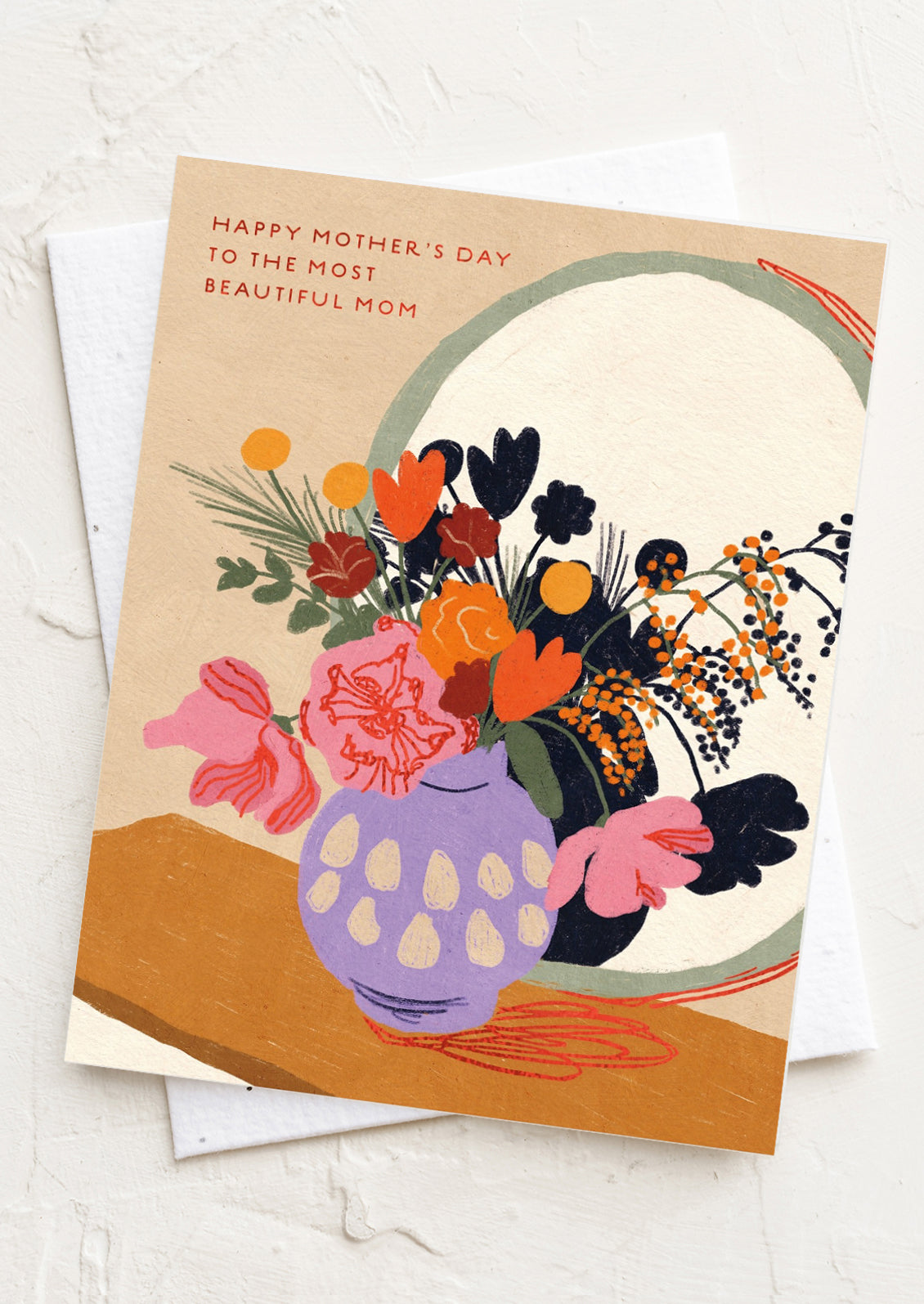Greeting card with floral design and 'Happy Mother's Day' text on a white background