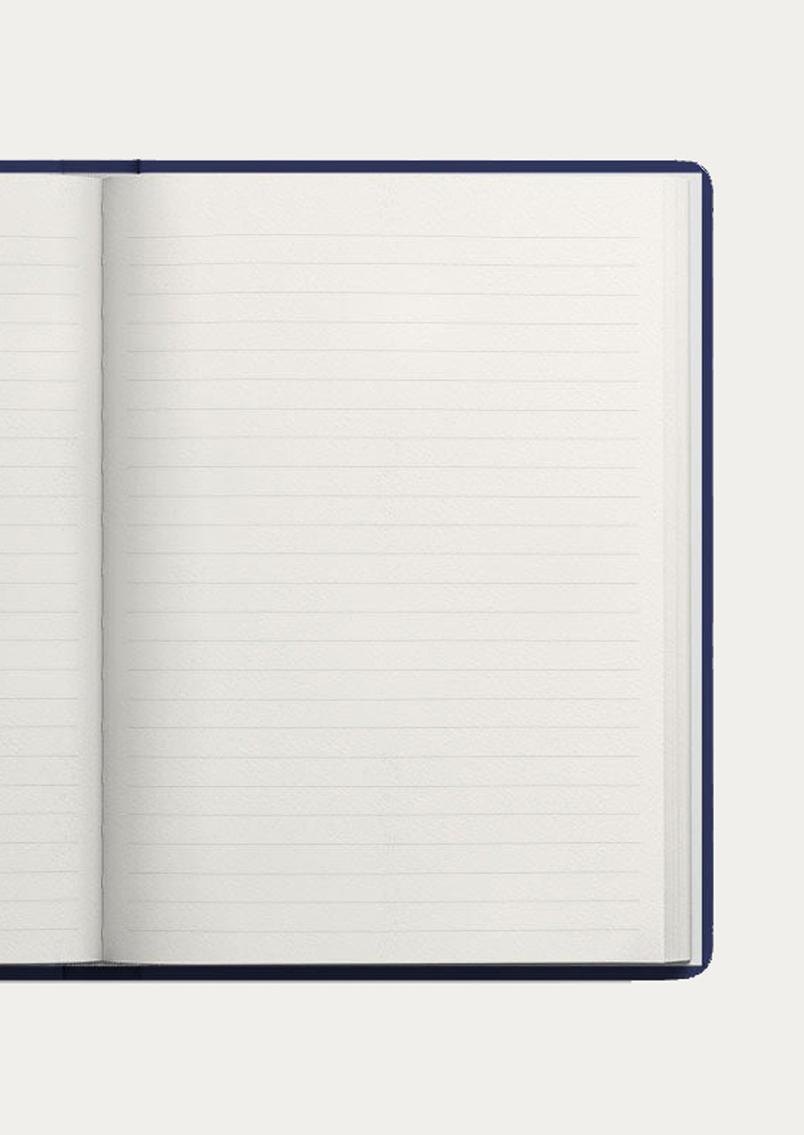 Open notebook with lined pages on a white background