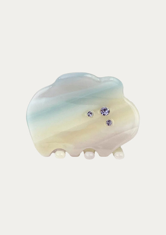 A soft pastel gradient cloud-shaped hair claw adorned with 3 tiny jewels.