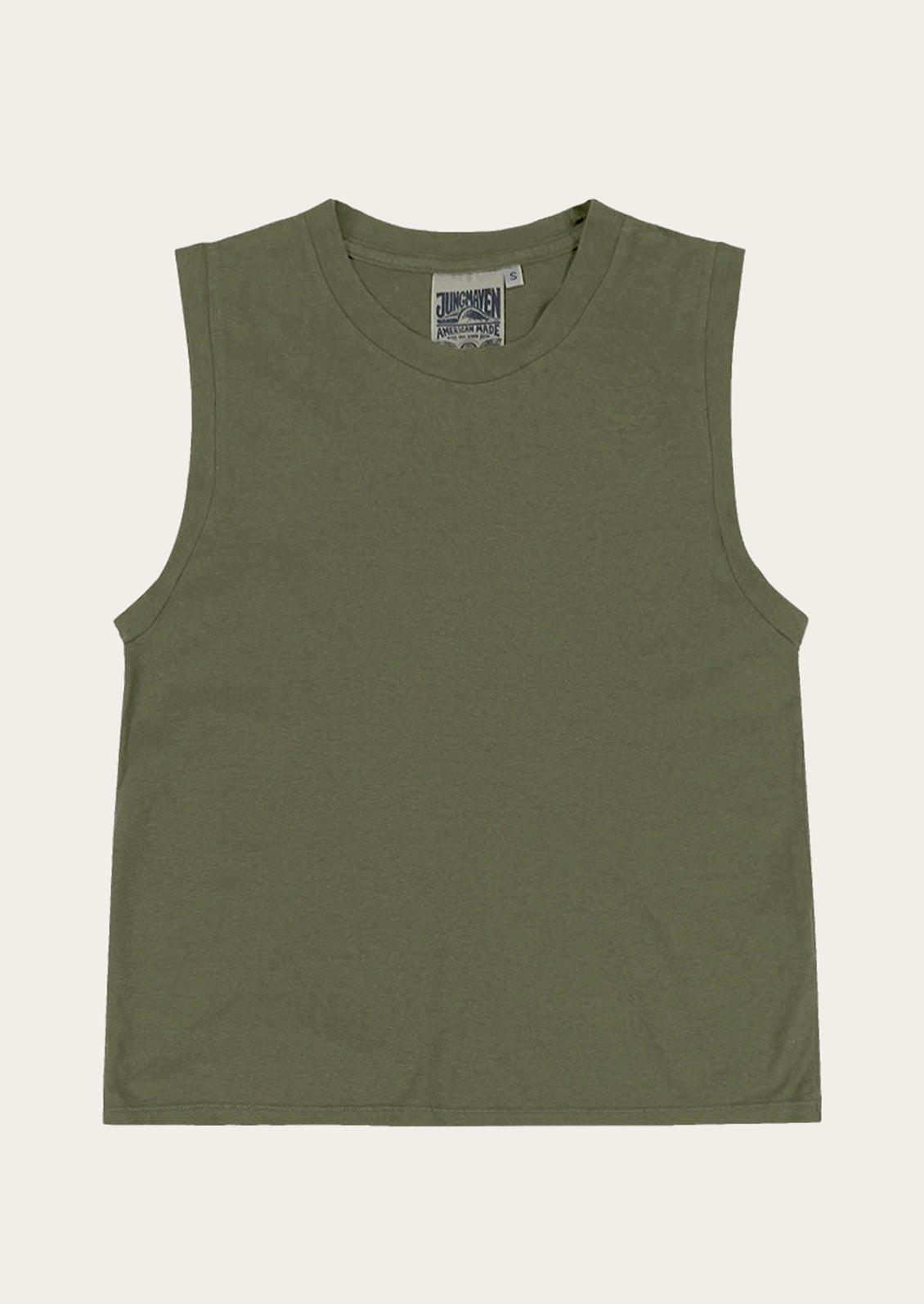 A muscle tee in olive green.