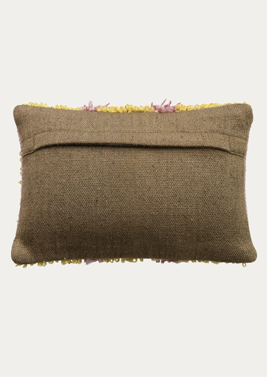 Brown pillow back with zip closure.