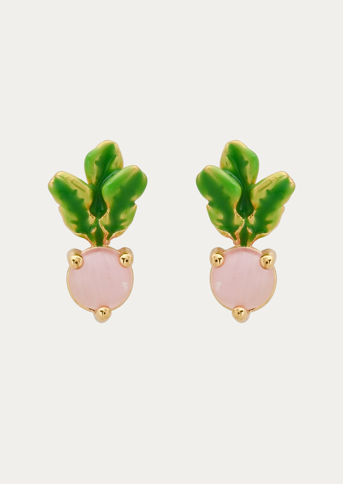 A pair of radish stud earrings.