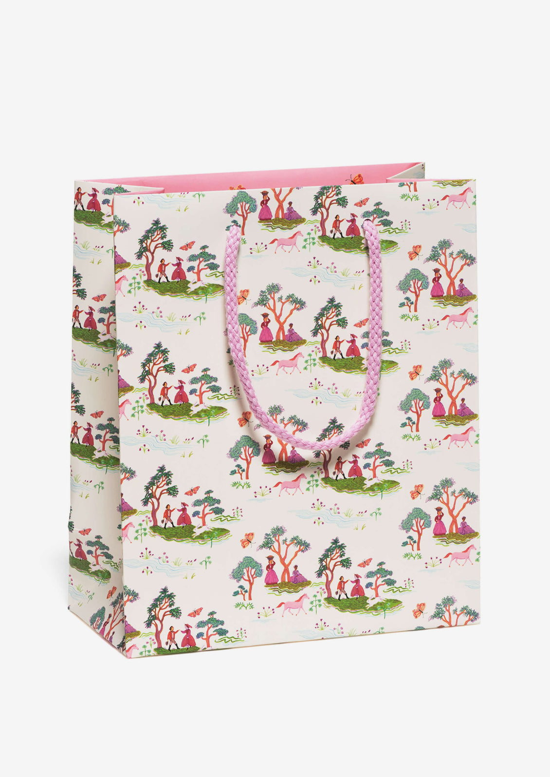Gift bag with a colorful pattern on a white background