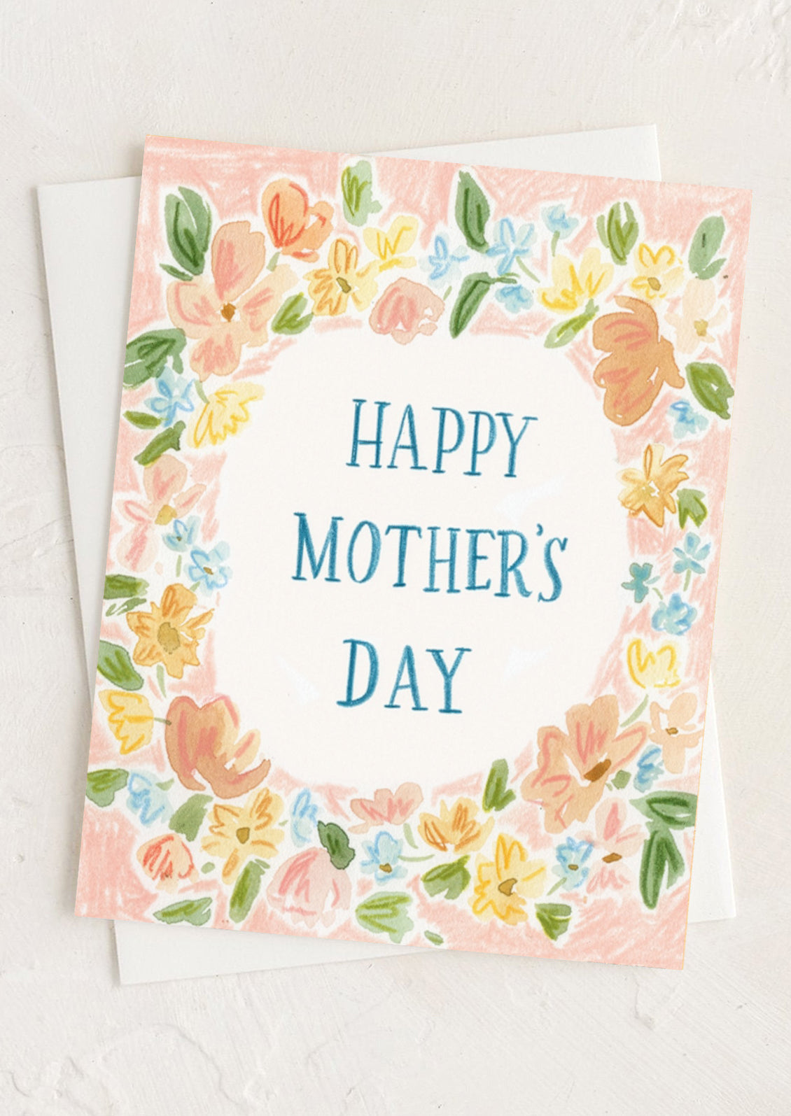 Greeting card with floral design and 'Happy Mother's Day' text on a white background