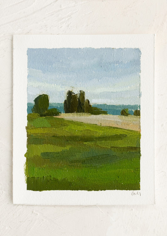 An original landscape oil painting on paper.