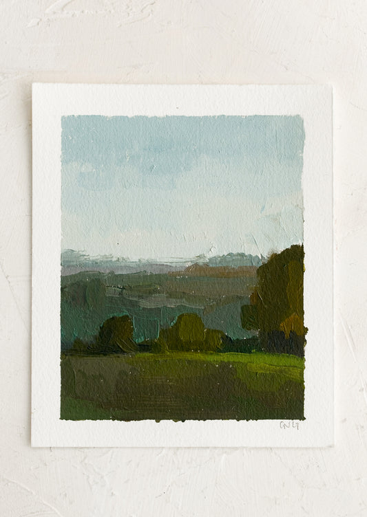 An original landscape oil painting on paper.
